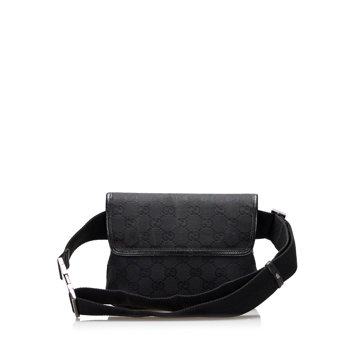 Gucci GG Jackie Belt SHG-otg5FK Canvas Calf Black Accessory