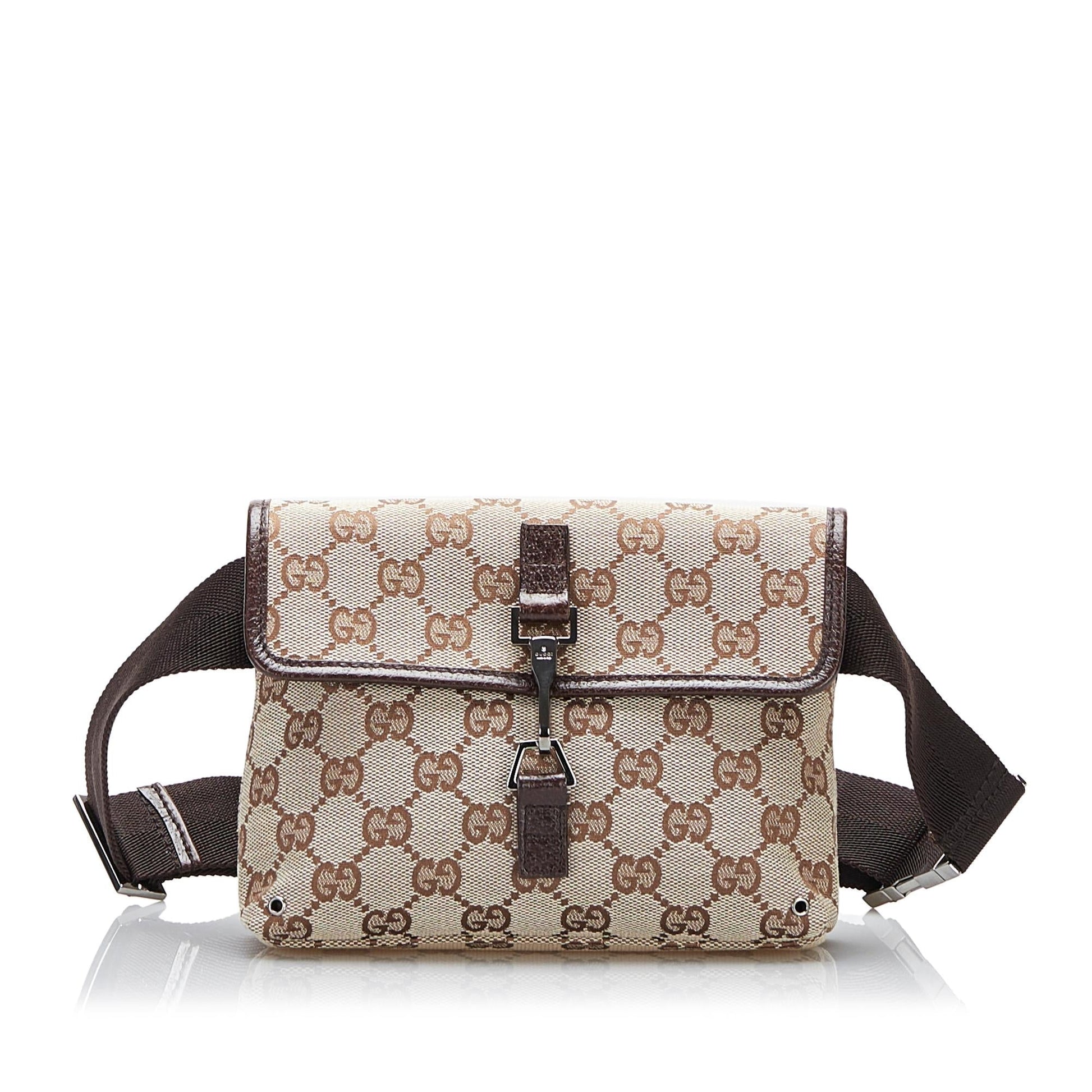 Gucci GG Jackie Belt SHG-2ZRcec Canvas Brown Accessory