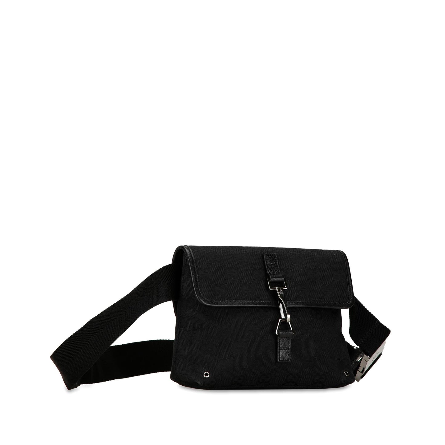 Gucci GG Jackie Belt SHG-9IGvGb Canvas Calf Black Accessory