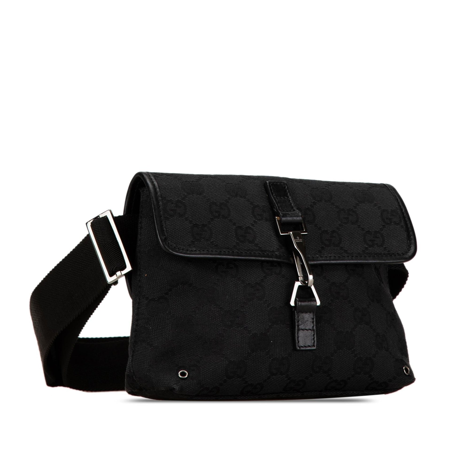 Gucci GG Jackie Belt Canvas Calf Black Accessory