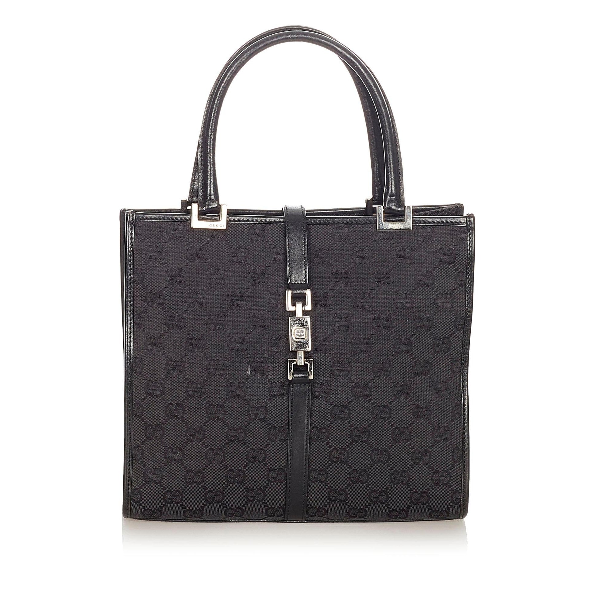 Gucci GG Jackie SHG Canvas Calf Black Satchel Bag