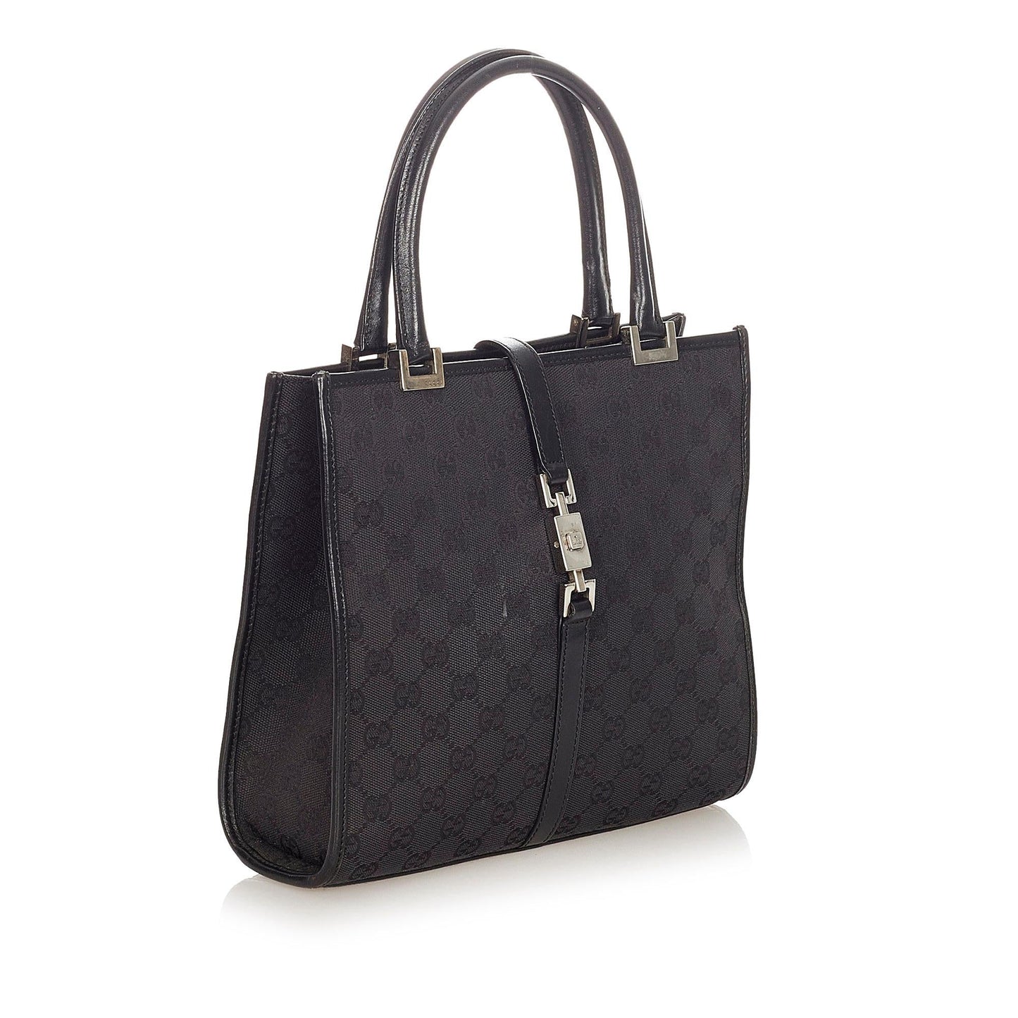 Gucci GG Jackie SHG Canvas Calf Black Satchel Bag