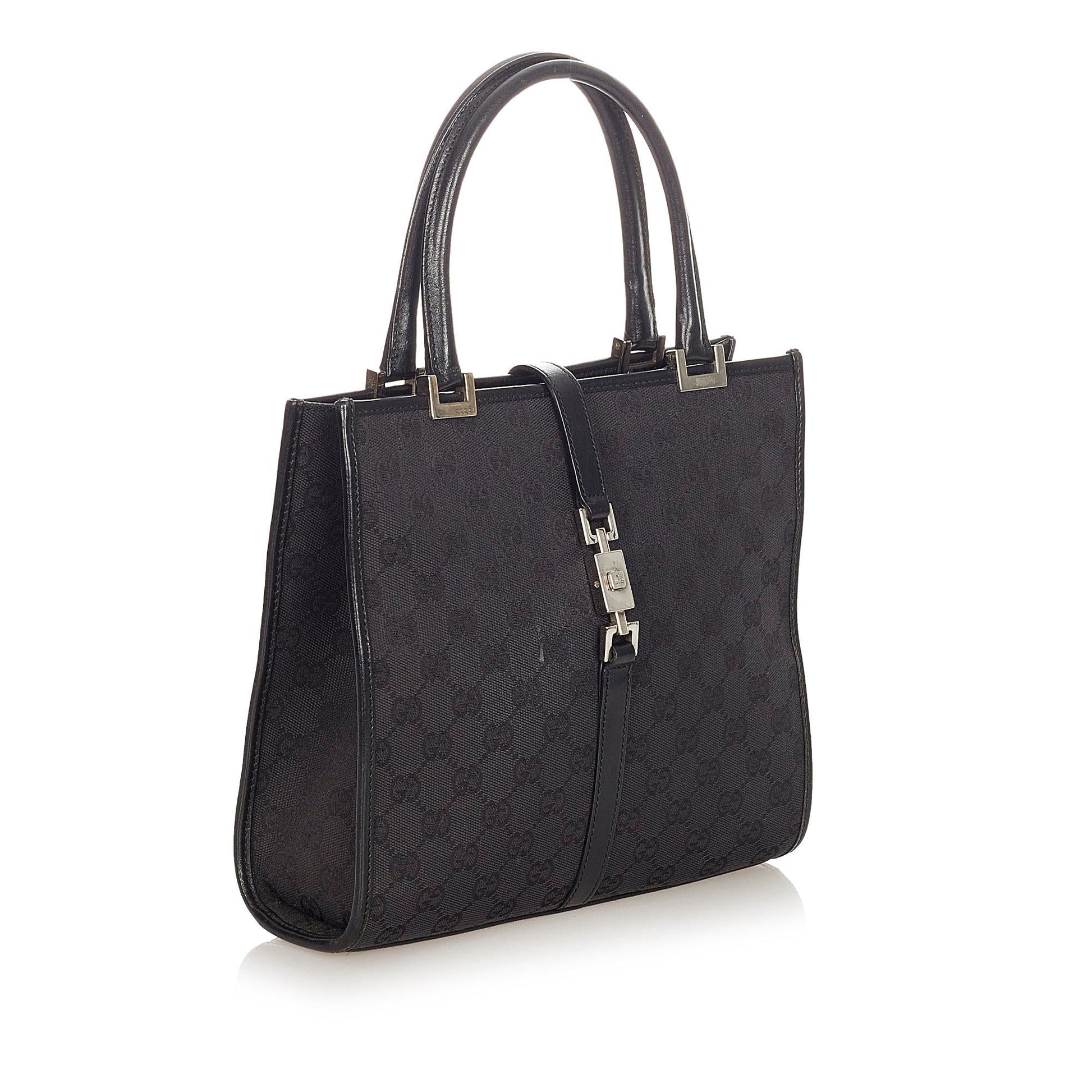 Gucci GG Jackie SHG Canvas Calf Black Satchel Bag