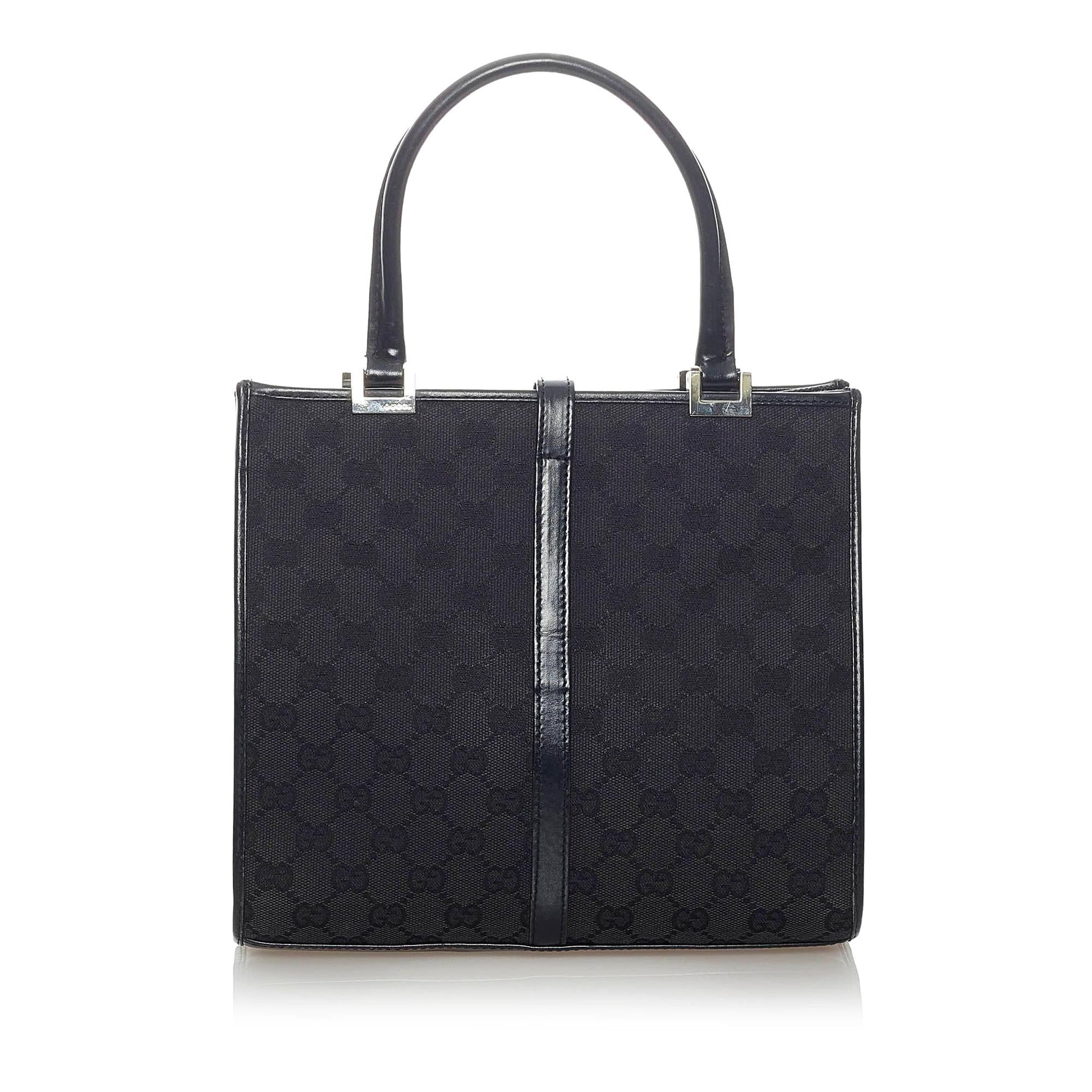 Gucci GG Jackie SHG Canvas Black Satchel Bag