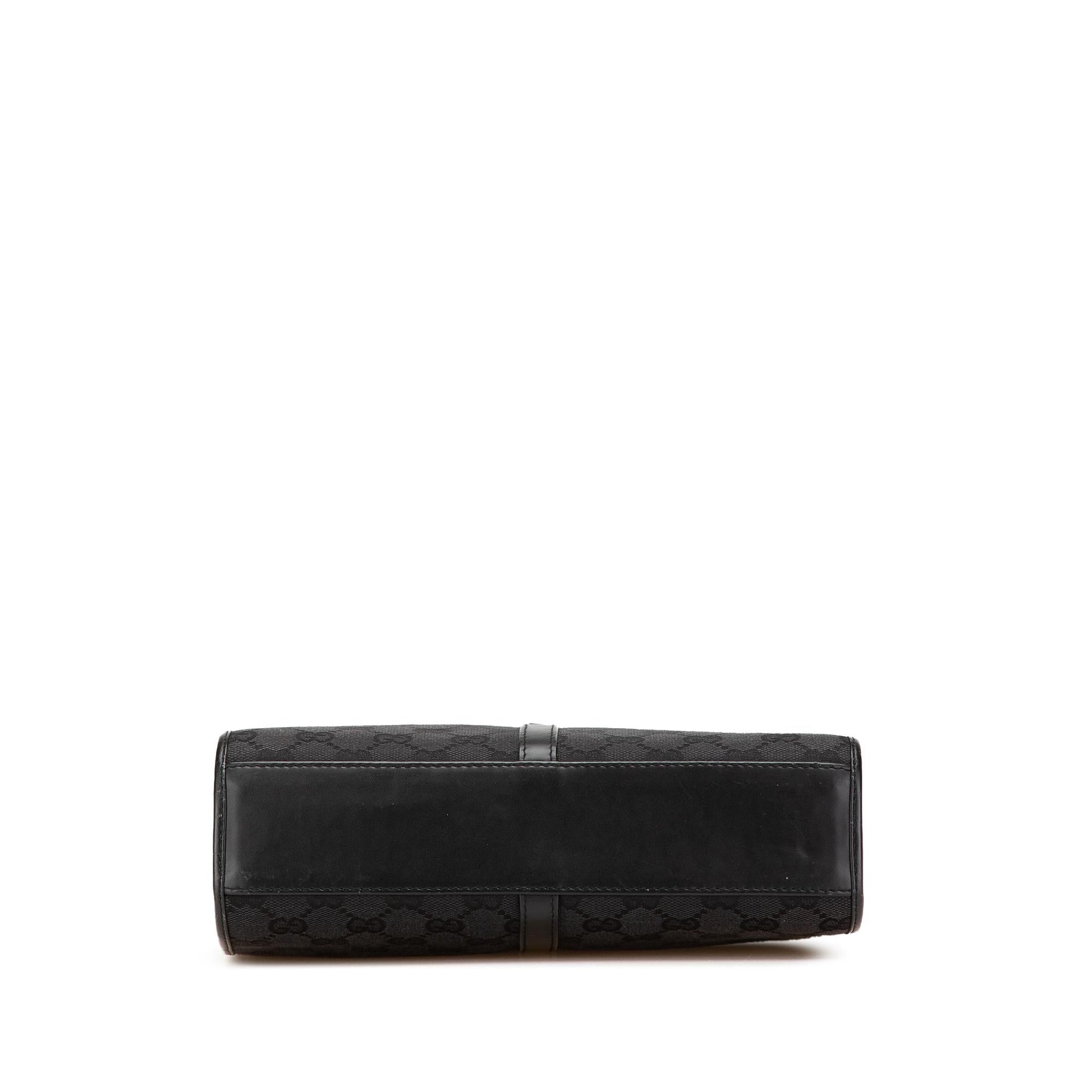 Gucci GG Jackie Canvas Calf Black Satchel Bag