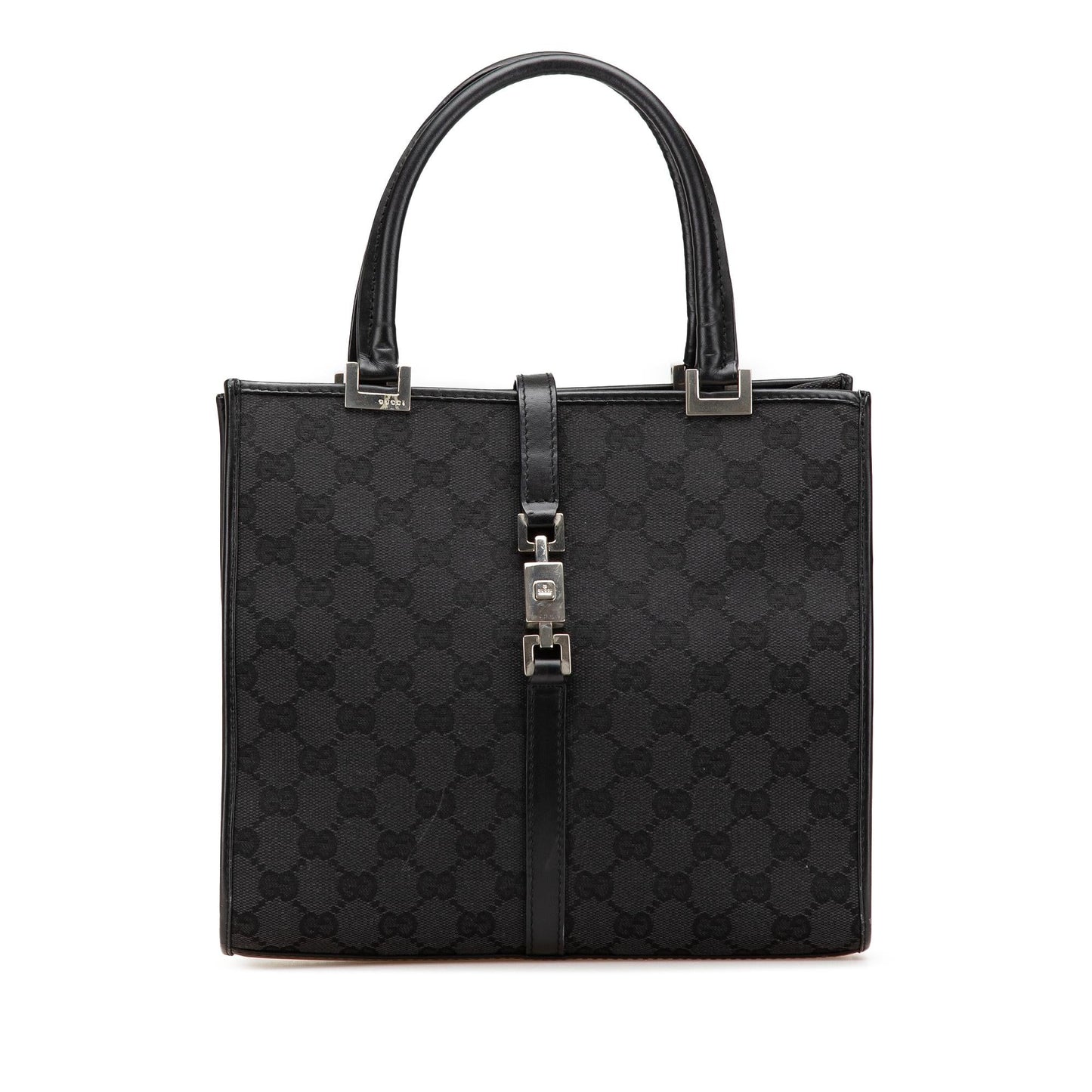 Gucci GG Jackie Canvas Calf Black Satchel Bag