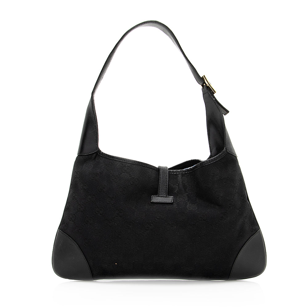 Gucci GG Jackie SHF Leather Canvas Black Shoulder Bag
