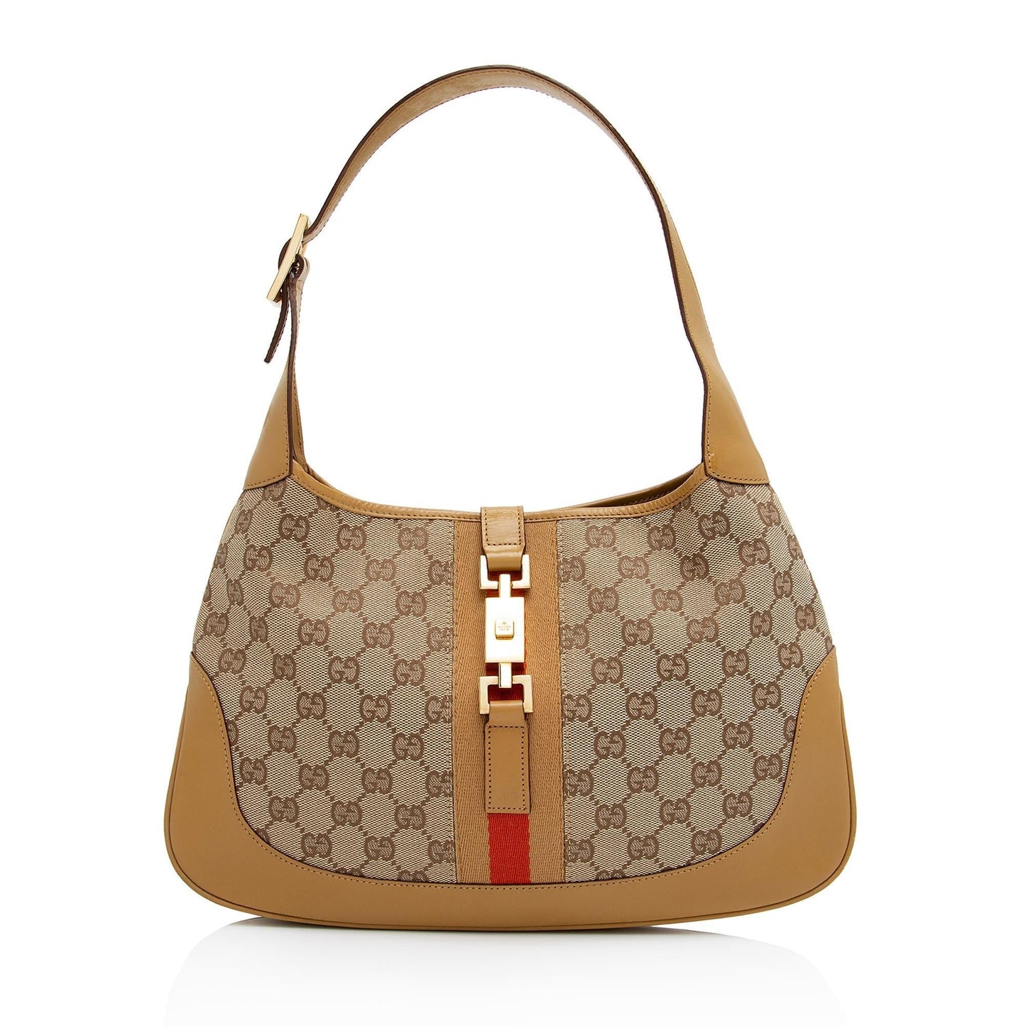 Gucci GG Jackie SHF-fUN11C Leather Canvas Nylon Beige Shoulder Bag