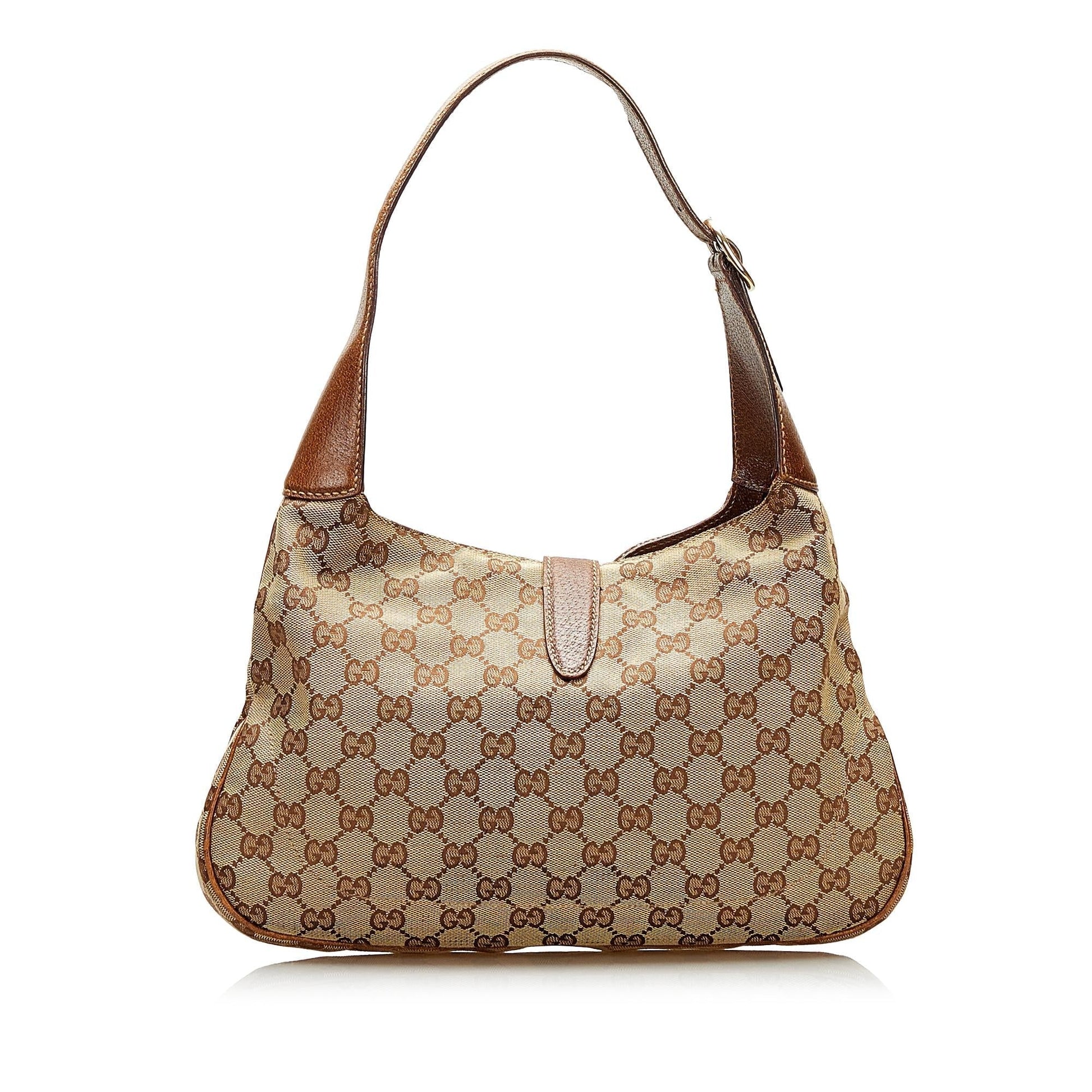 Gucci GG Jackie O SHG Canvas Calf Brown Shoulder Bag