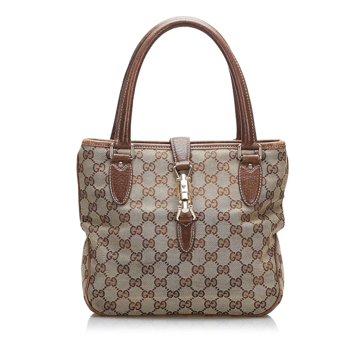 Gucci GG Jackie Piston Lock SHG-oonzW2 Canvas Brown Satchel Bag