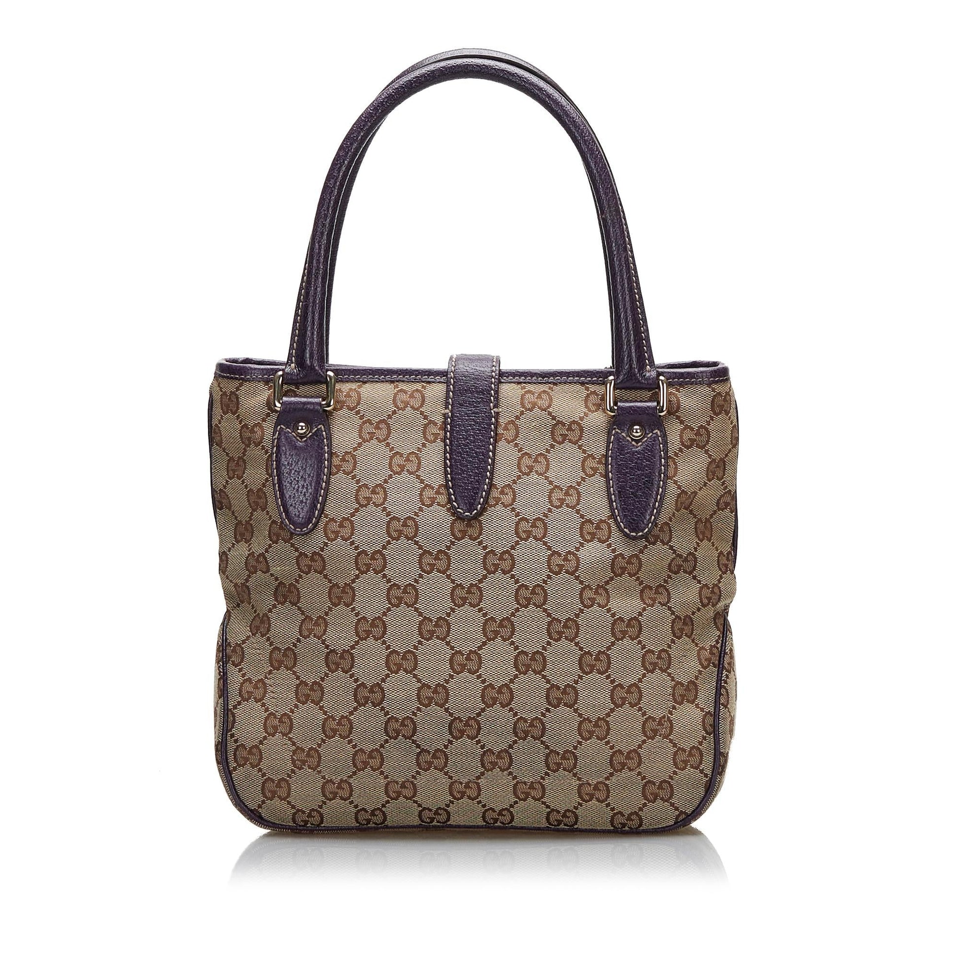 Gucci GG Jackie Piston Lock SHG-F3Db8C Canvas Brown Satchel Bag