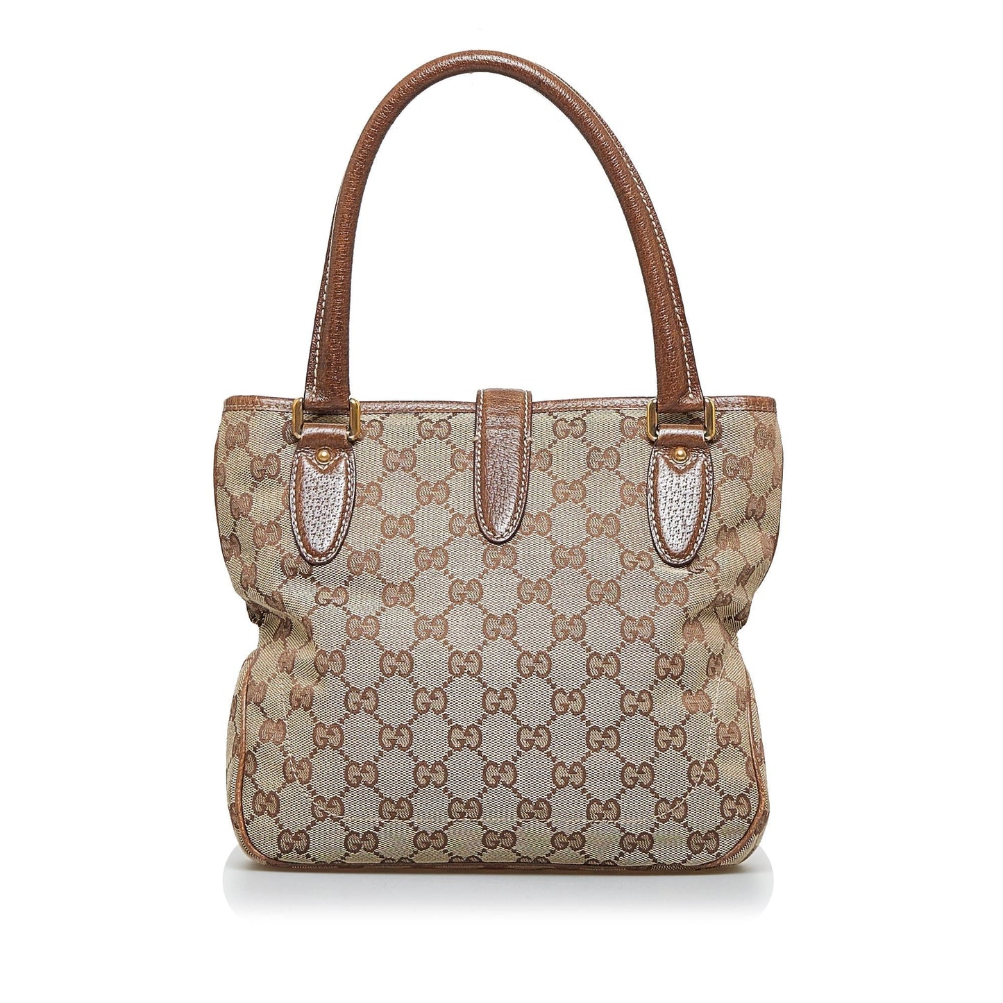Gucci GG Jackie Piston Lock SHG-R6bLVW Canvas Calf Brown Satchel Bag