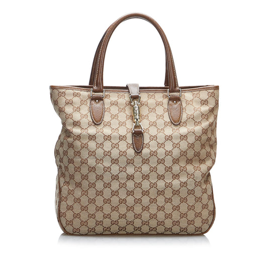 Gucci GG Jackie Piston Lock SHG-Bi3rMM Canvas Brown Tote Bag