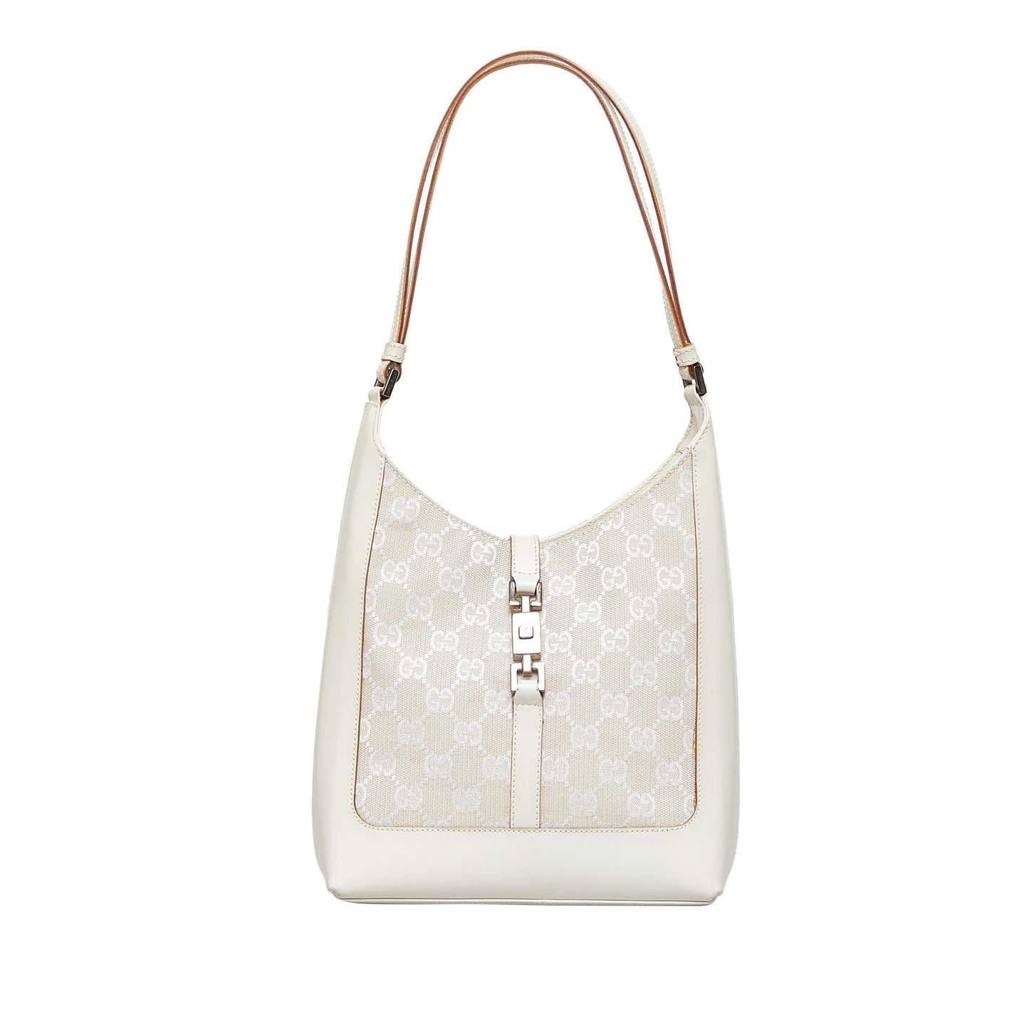 Gucci GG Jackie SHG-fF6PUC Canvas Calf White Shoulder Bag