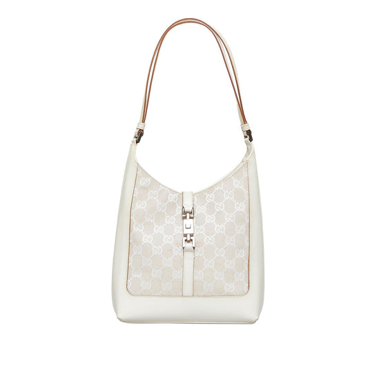 Gucci GG Jackie SHG-fF6PUC Canvas Calf White Shoulder Bag