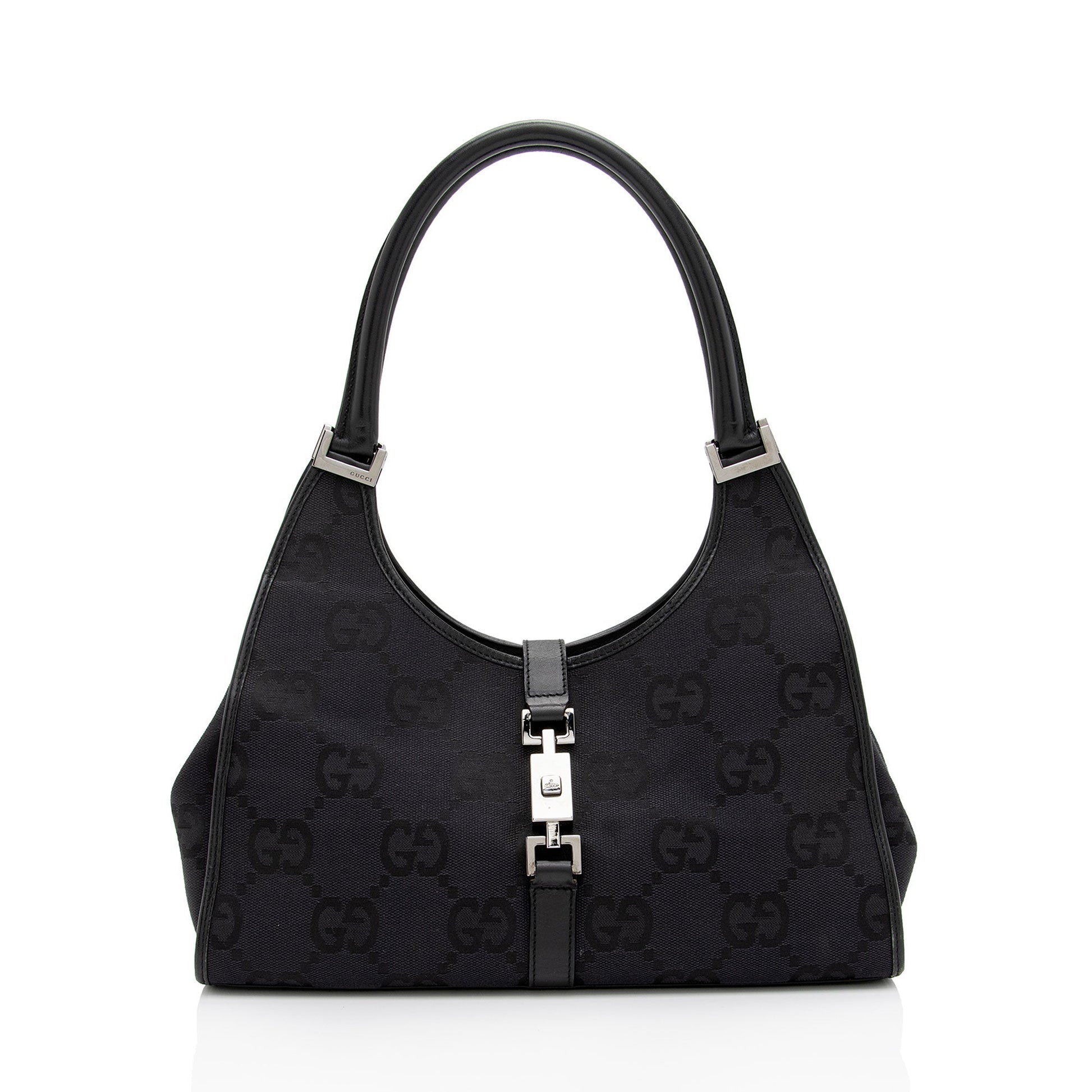 Gucci GG Jackie SHF-Ajw7gP Leather Canvas Black Small Shoulder Bag