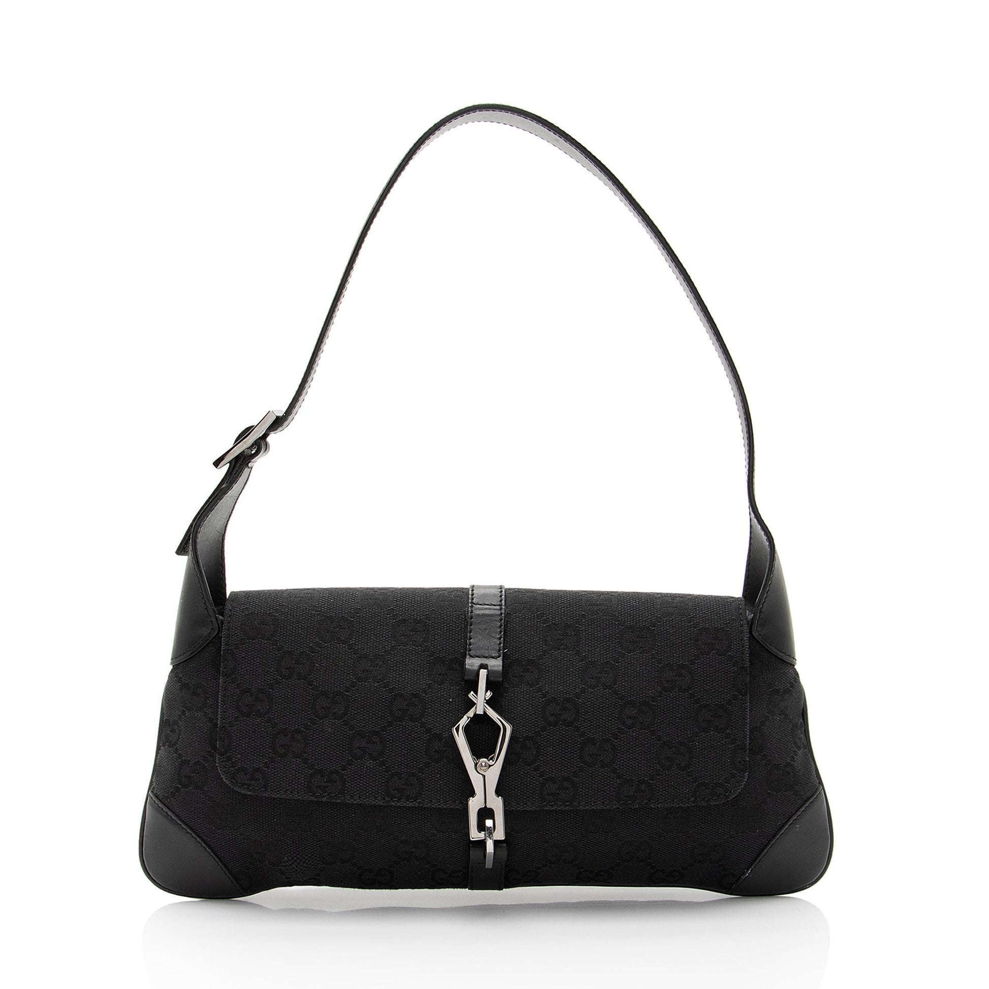 Gucci GG Jackie SHF-e6LKFX Leather Canvas Black Small Shoulder Bag