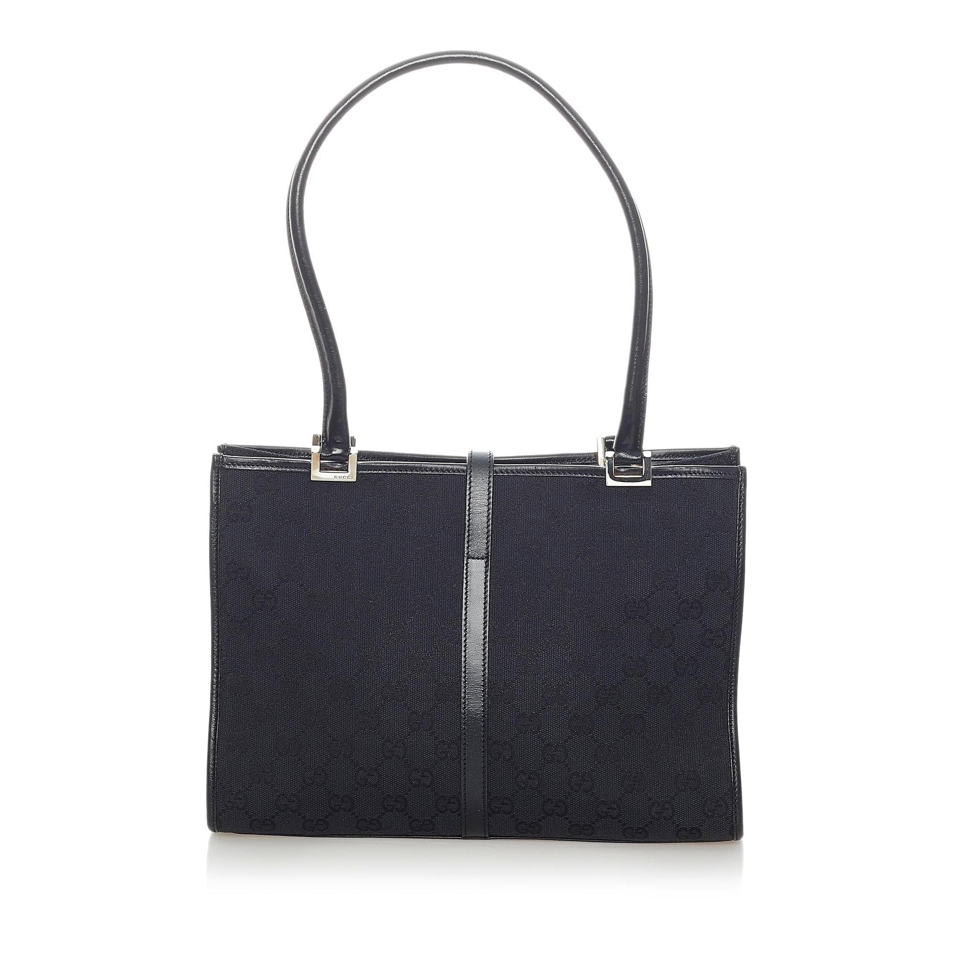 Gucci GG Jackie SHG Canvas Black Tote Bag