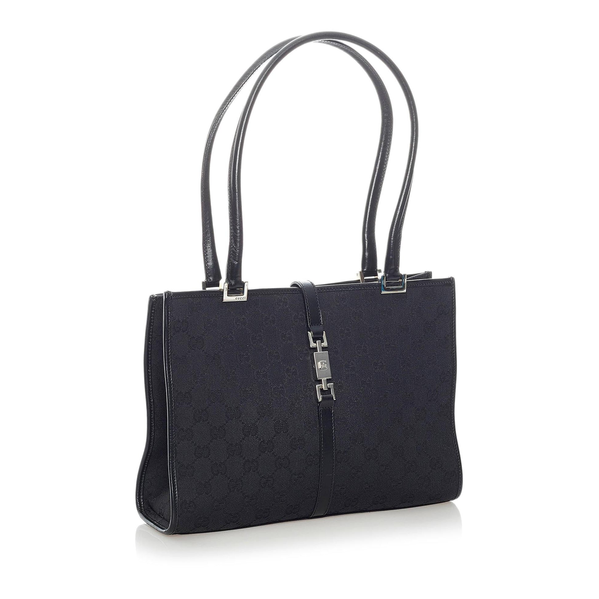 Gucci GG Jackie SHG Canvas Black Tote Bag