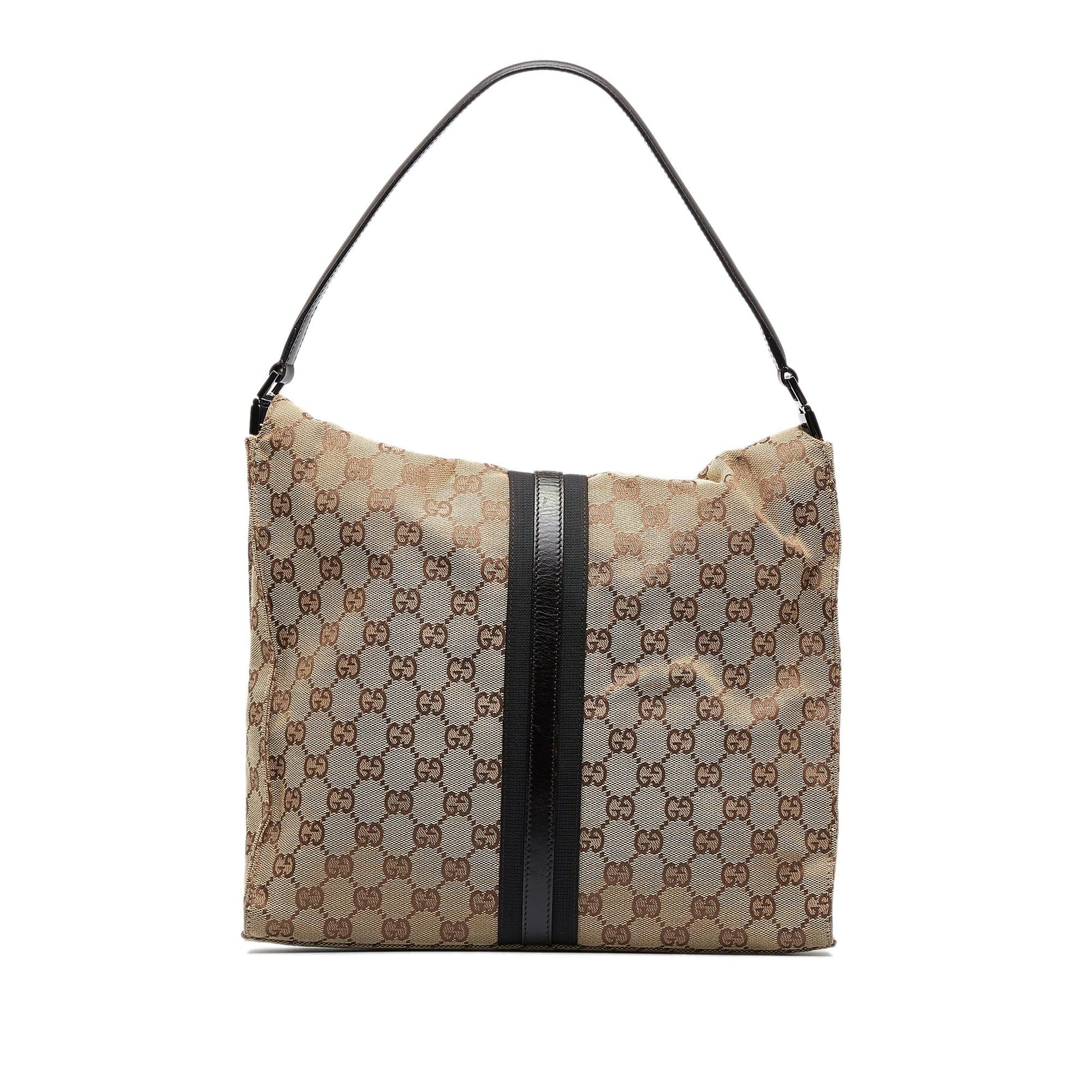 Gucci GG Jackie SHG-jpJDUK Canvas Calf Brown Tote Bag