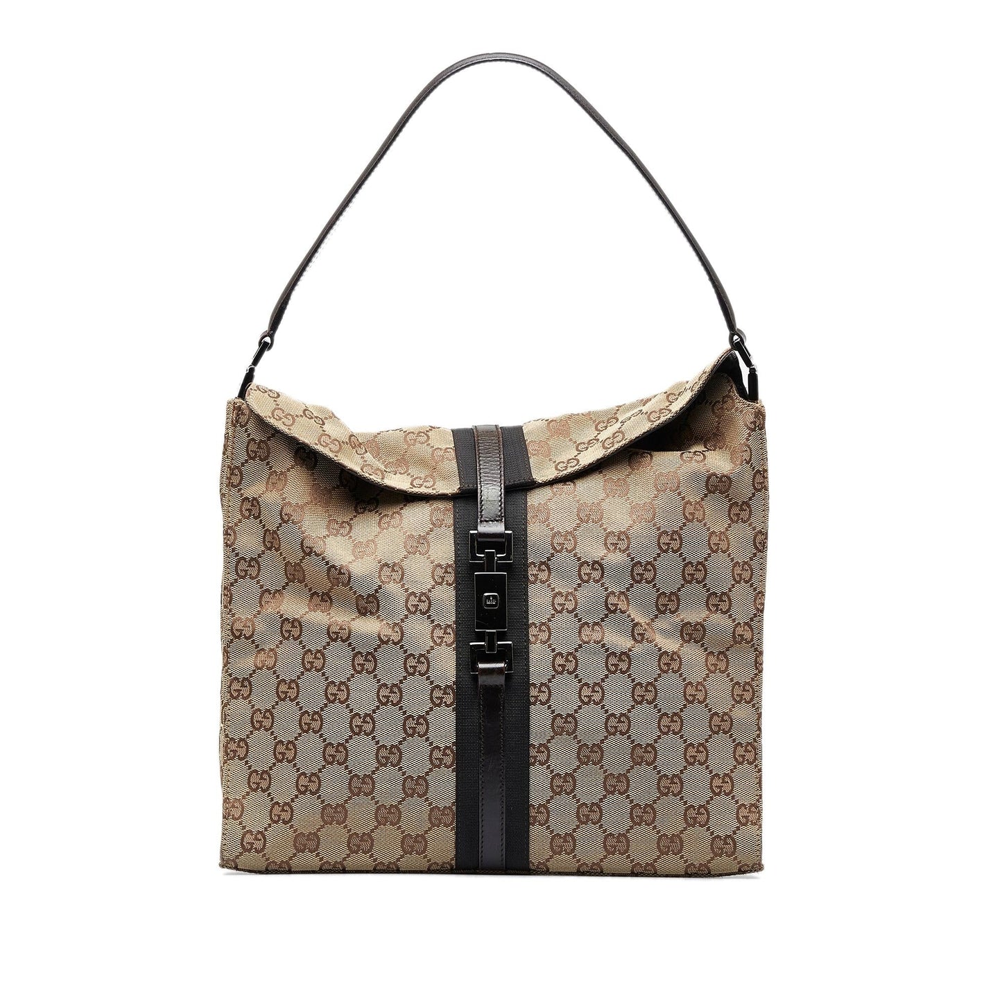 Gucci GG Jackie SHG-jpJDUK Canvas Calf Brown Tote Bag