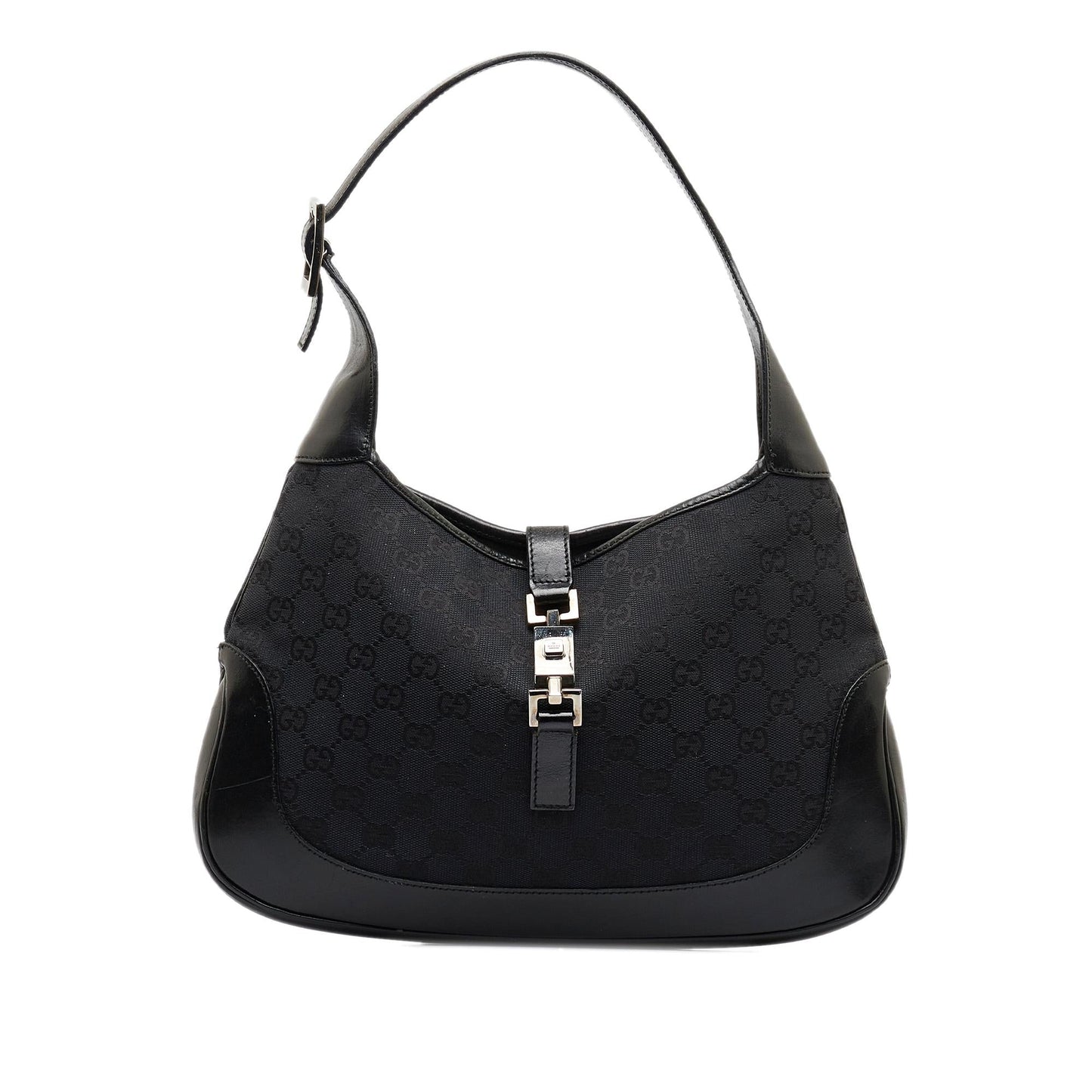 Gucci GG Jackie SHG-OHiky9 Canvas Calf Black Shoulder Bag