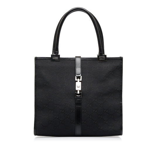 Gucci GG Jackie SHG-k3MP7Z Canvas Black Tote Bag