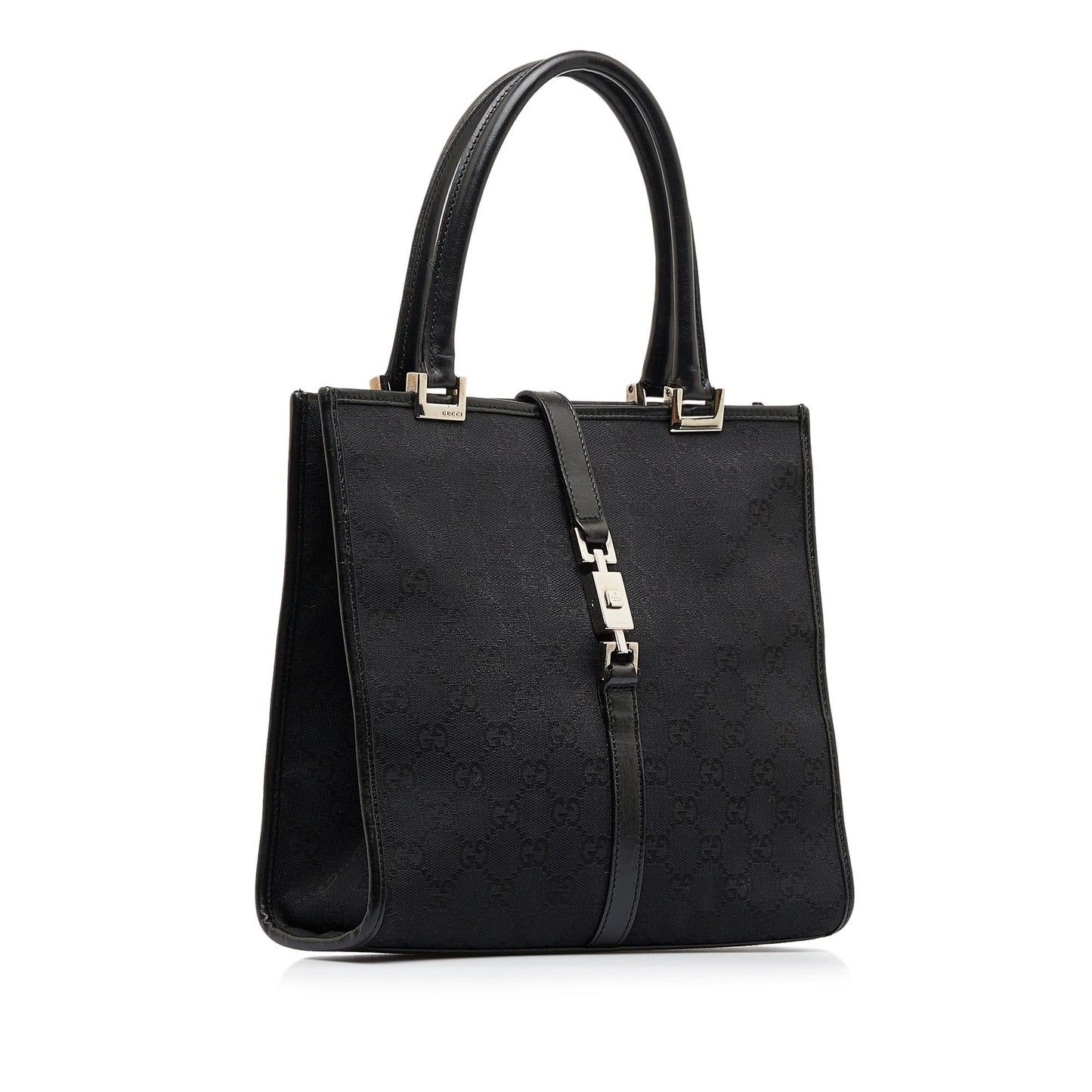 Gucci GG Jackie SHG-k3MP7Z Canvas Black Tote Bag