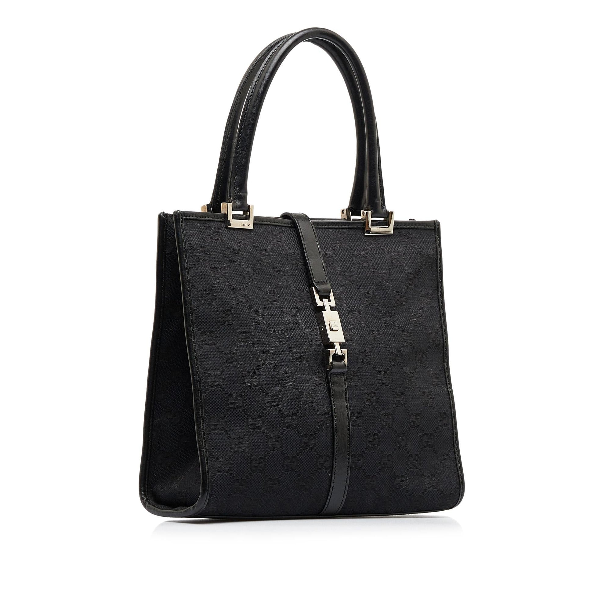 Gucci GG Jackie SHG-k3MP7Z Canvas Black Tote Bag
