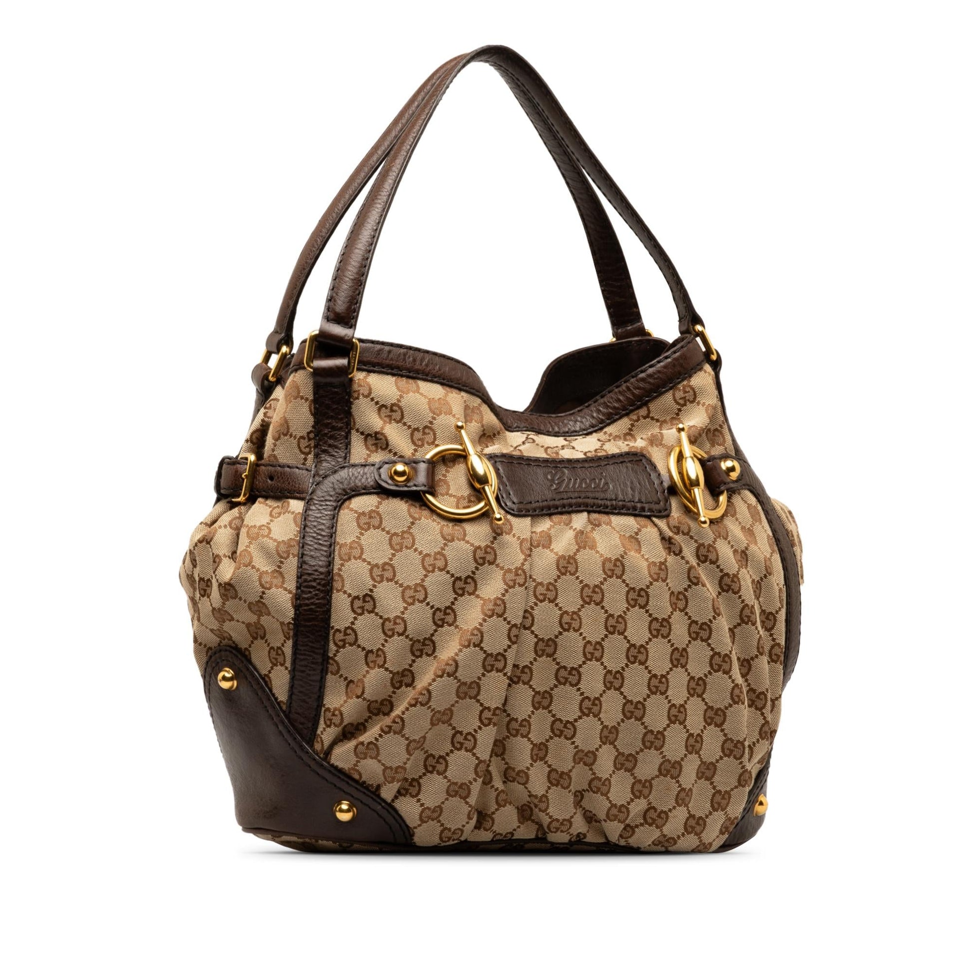 Gucci GG Jockey SHG-CIMJ65 Canvas Brown Shoulder Bag