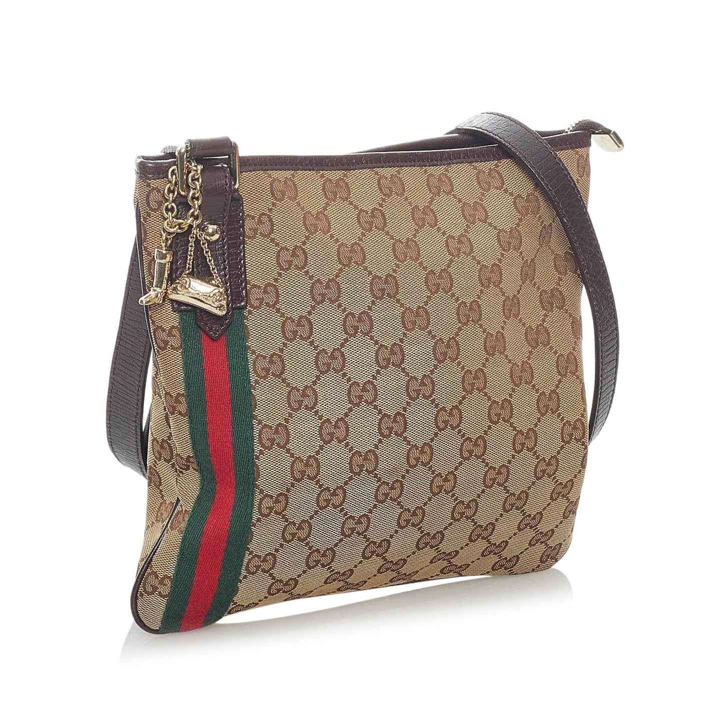 Gucci GG Jolicoeur SHG Canvas Calf Brown Crossbody Bag Bag Shg
