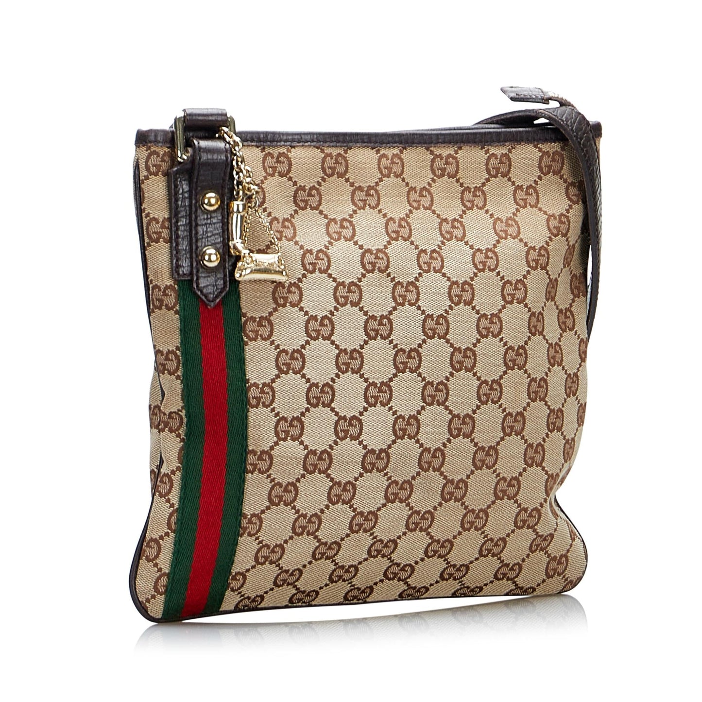Gucci GG Jolicoeur SHG-0Pg20f Canvas Calf Brown Crossbody Bag