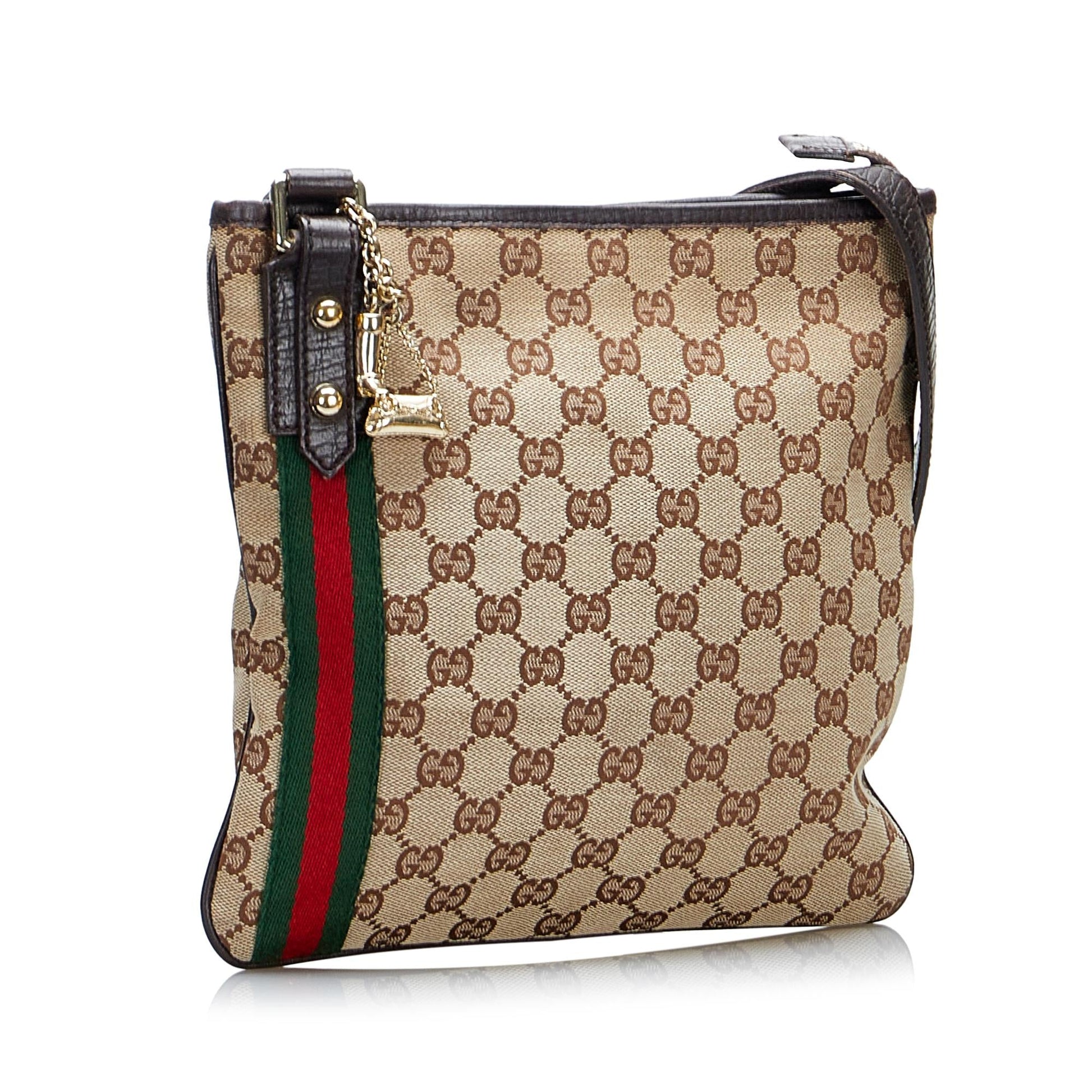 Gucci GG Jolicoeur SHG-0Pg20f Canvas Calf Brown Crossbody Bag