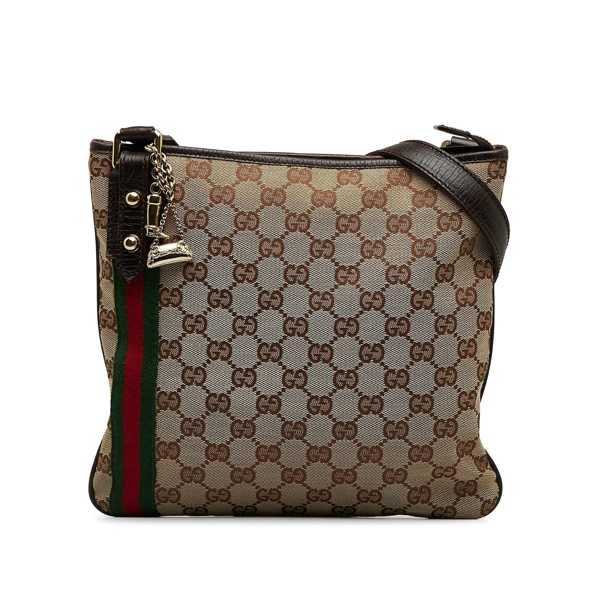 Gucci GG Jolicoeur SHG-fyA7Oz Canvas Calf Brown Crossbody Bag