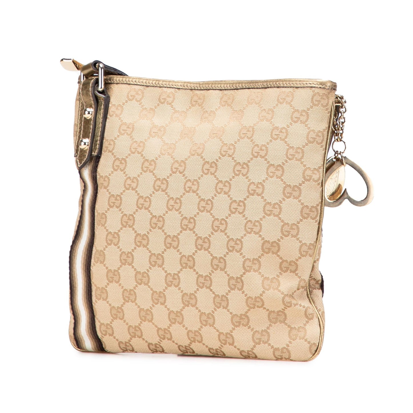 Gucci GG Jolicoeur Canvas Calf Brown Gold Crossbody Bag Crossbody 3