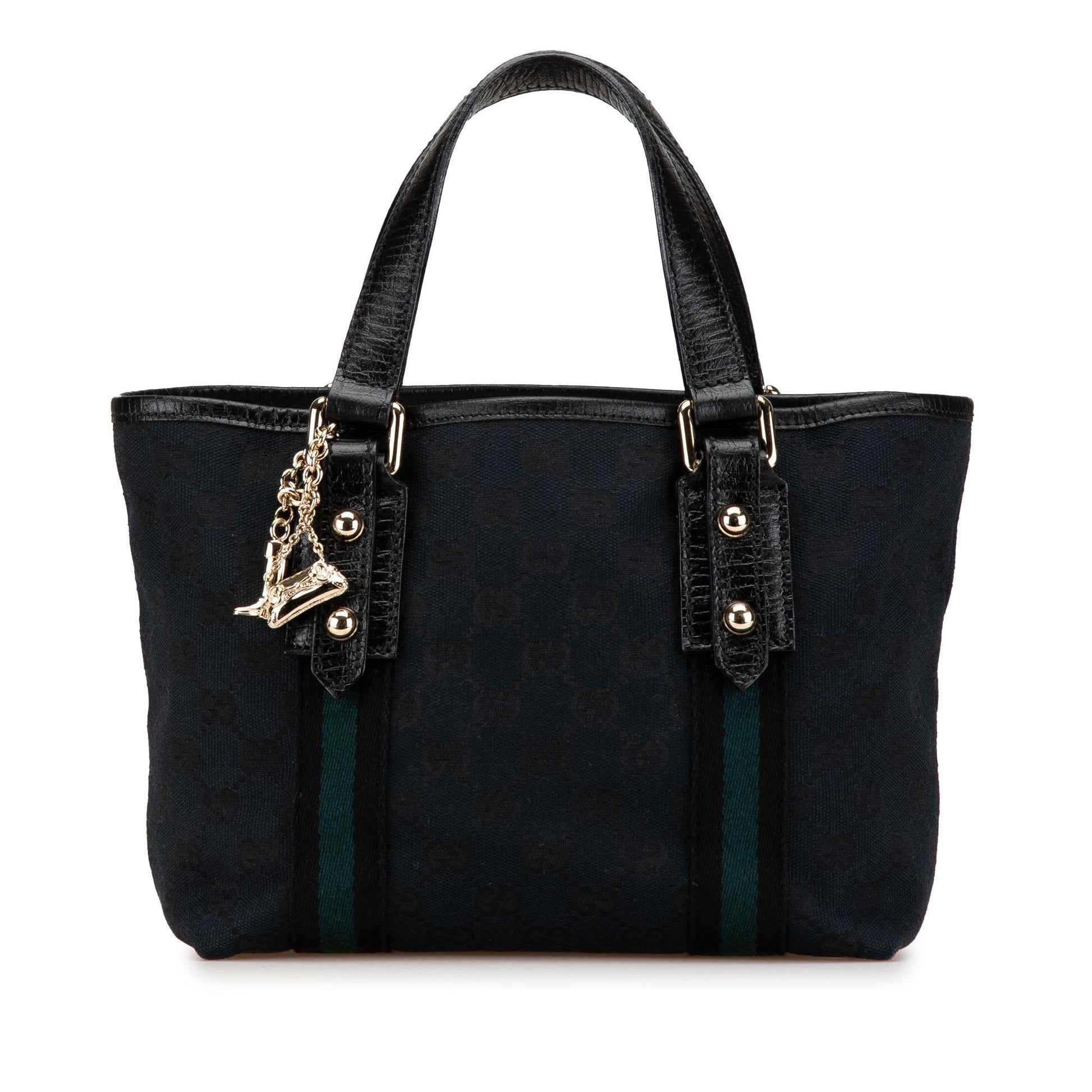 Gucci GG Jolicoeur Canvas Calf Black Satchel Bag