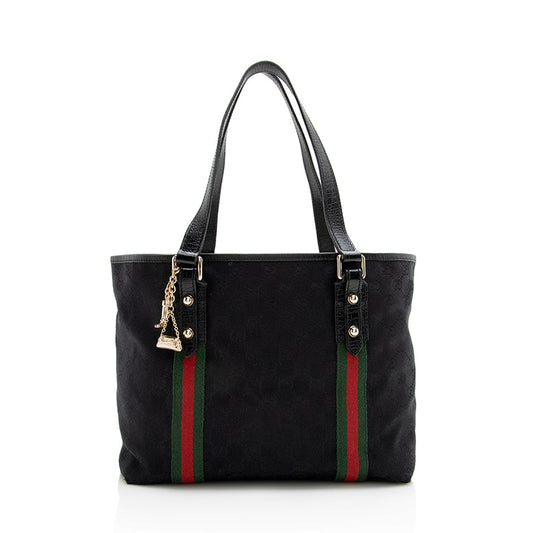 Gucci GG Jolicoeur SHF Leather Canvas Nylon Black Tote Bag