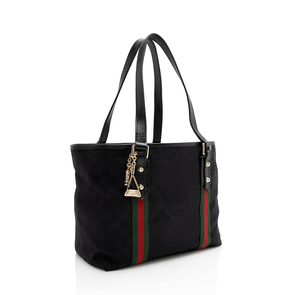 Gucci GG Jolicoeur SHF Leather Canvas Nylon Black Tote Bag