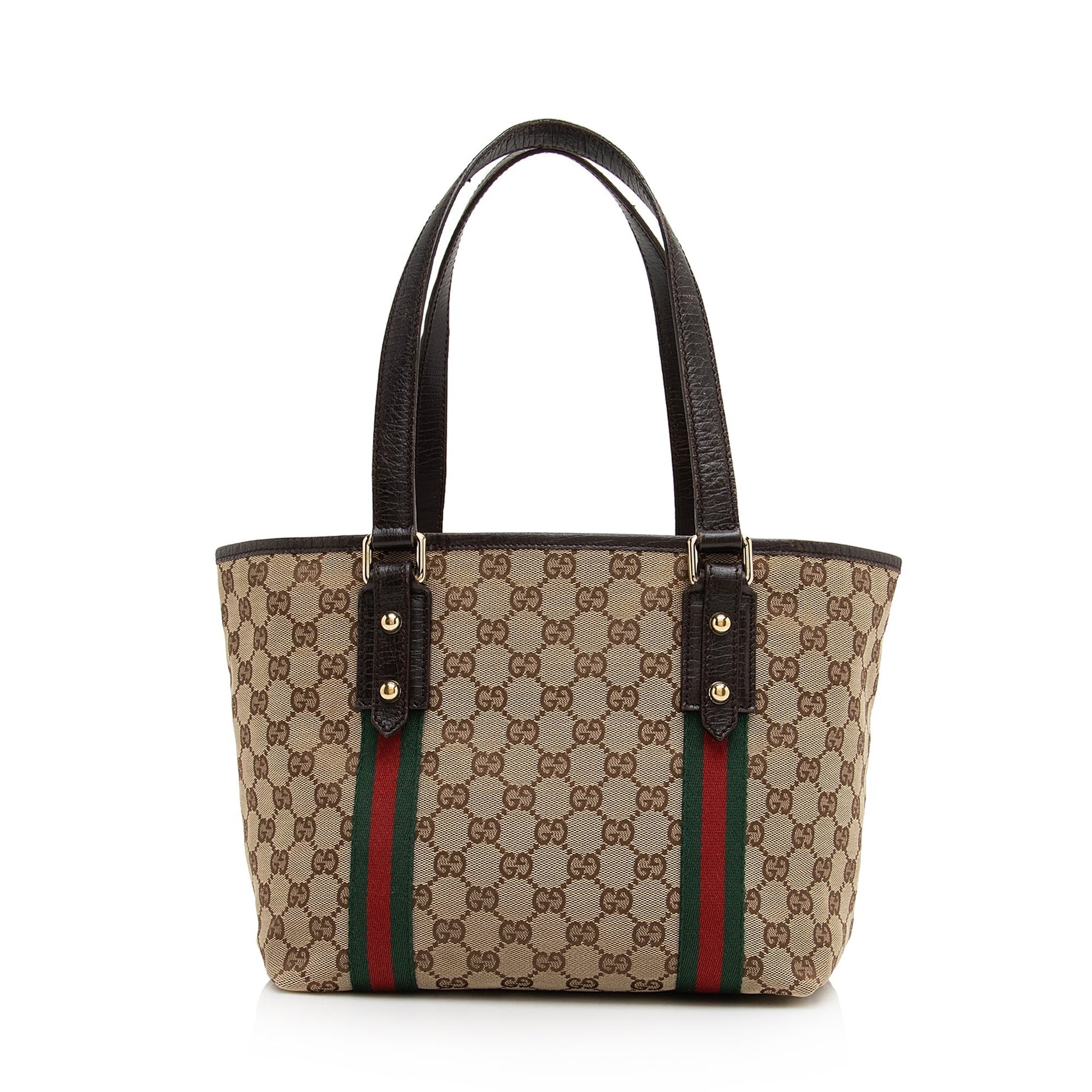 Gucci GG Jolicoeur SHF Leather Canvas Nylon Brown Tote Bag