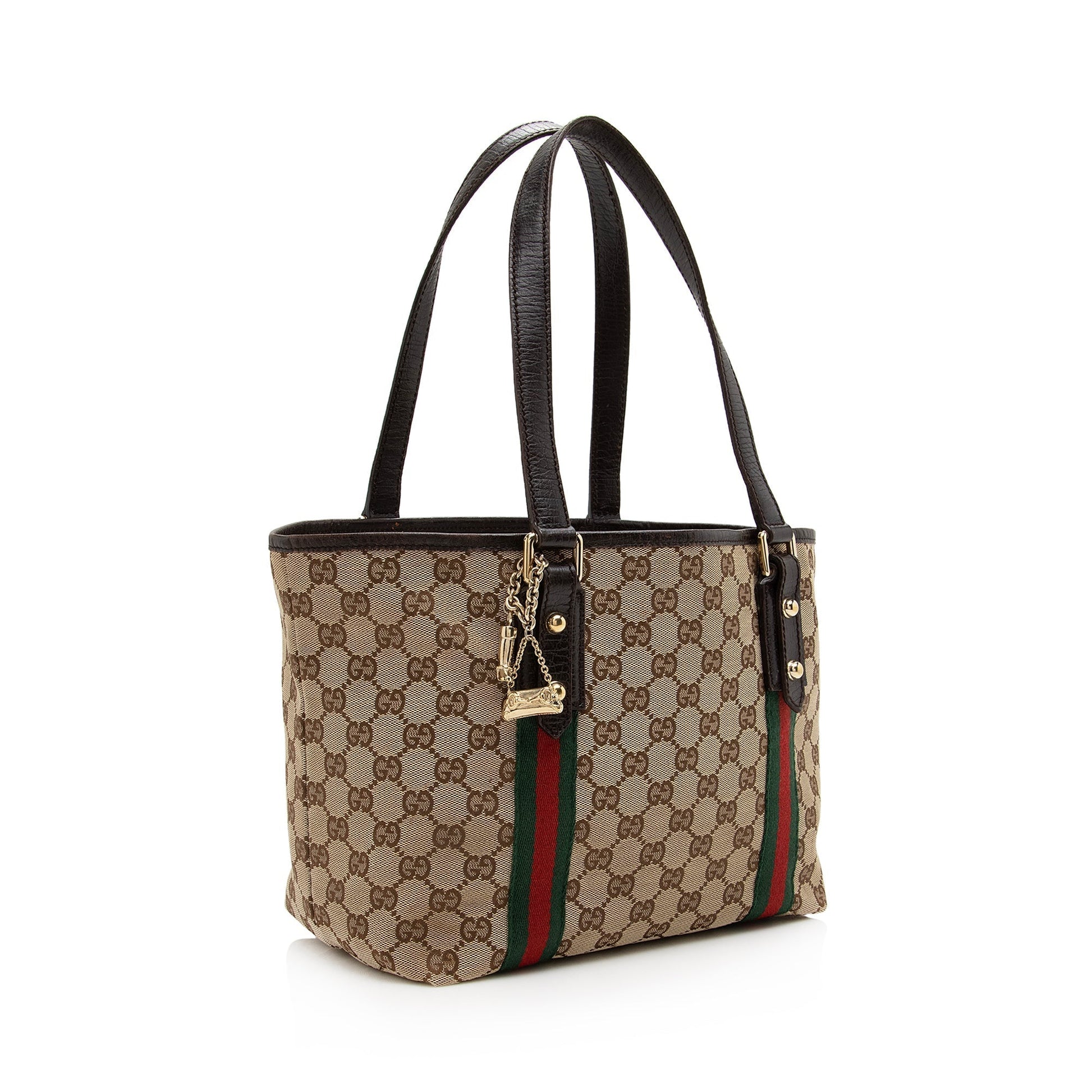 Gucci GG Jolicoeur SHF Leather Canvas Nylon Brown Tote Bag