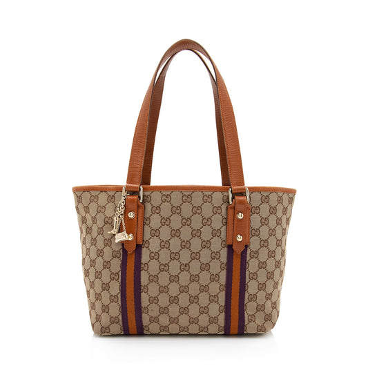 Gucci GG Jolicoeur SHF-JDa0i6 Leather Canvas Nylon Beige Tote Bag