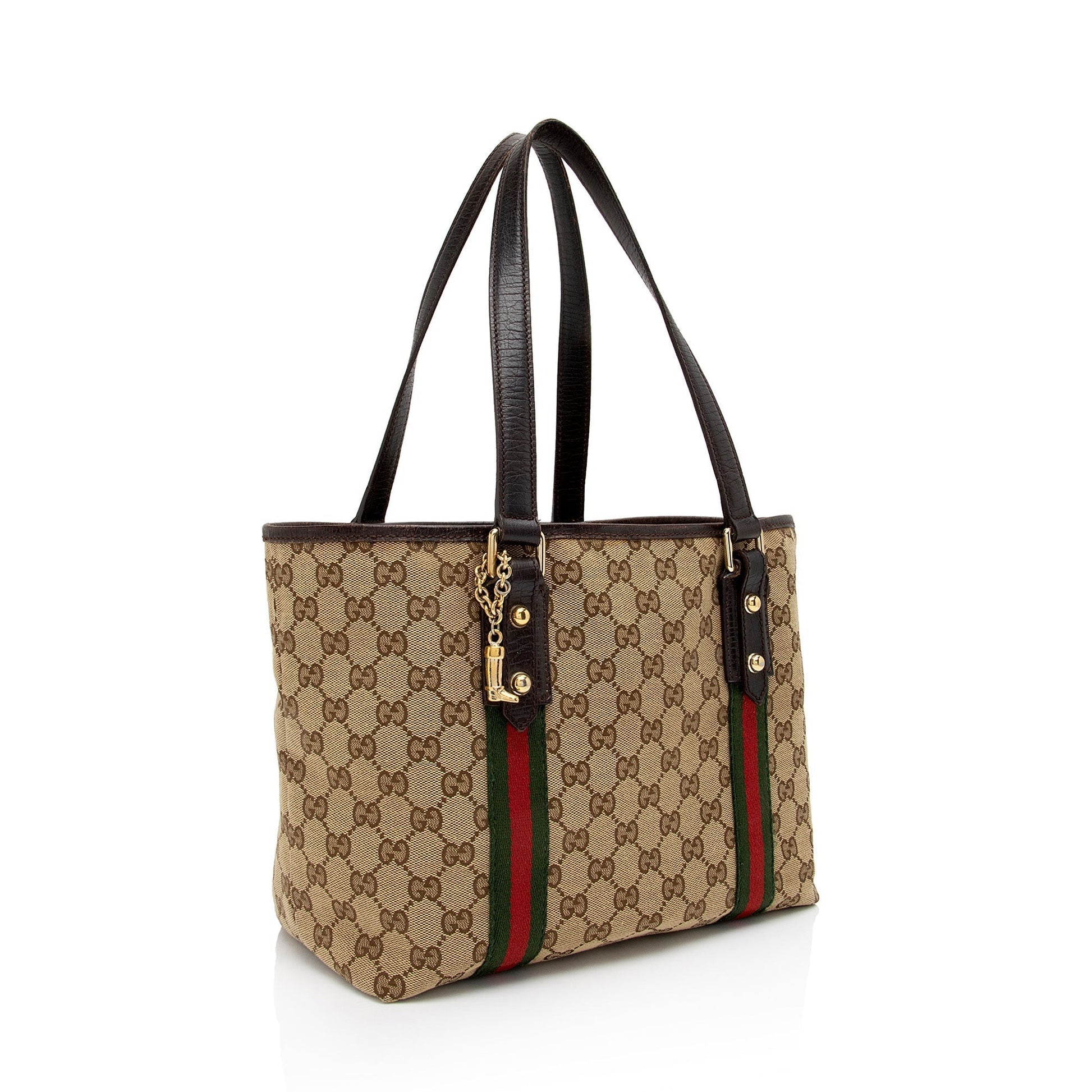 Gucci GG Jolicoeur SHF-U5hUpD Leather Canvas Nylon Brown Tote Bag