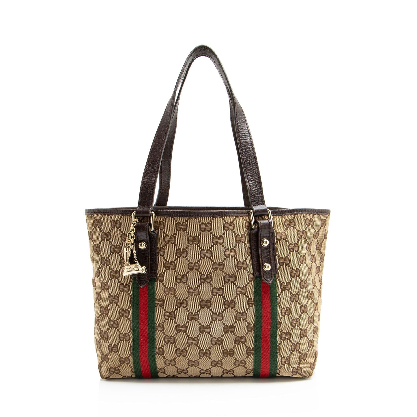 Gucci GG Jolicoeur Leather Canvas Nylon Brown Tote Bag