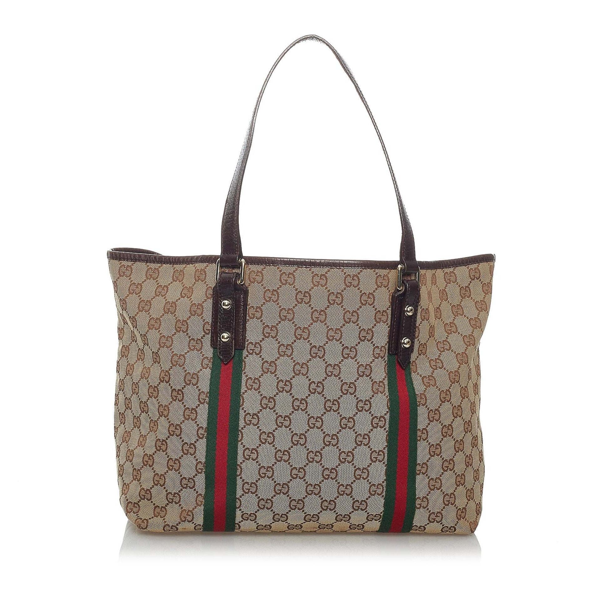 Gucci GG Jolicoeur SHG Canvas Brown Tote Bag 5