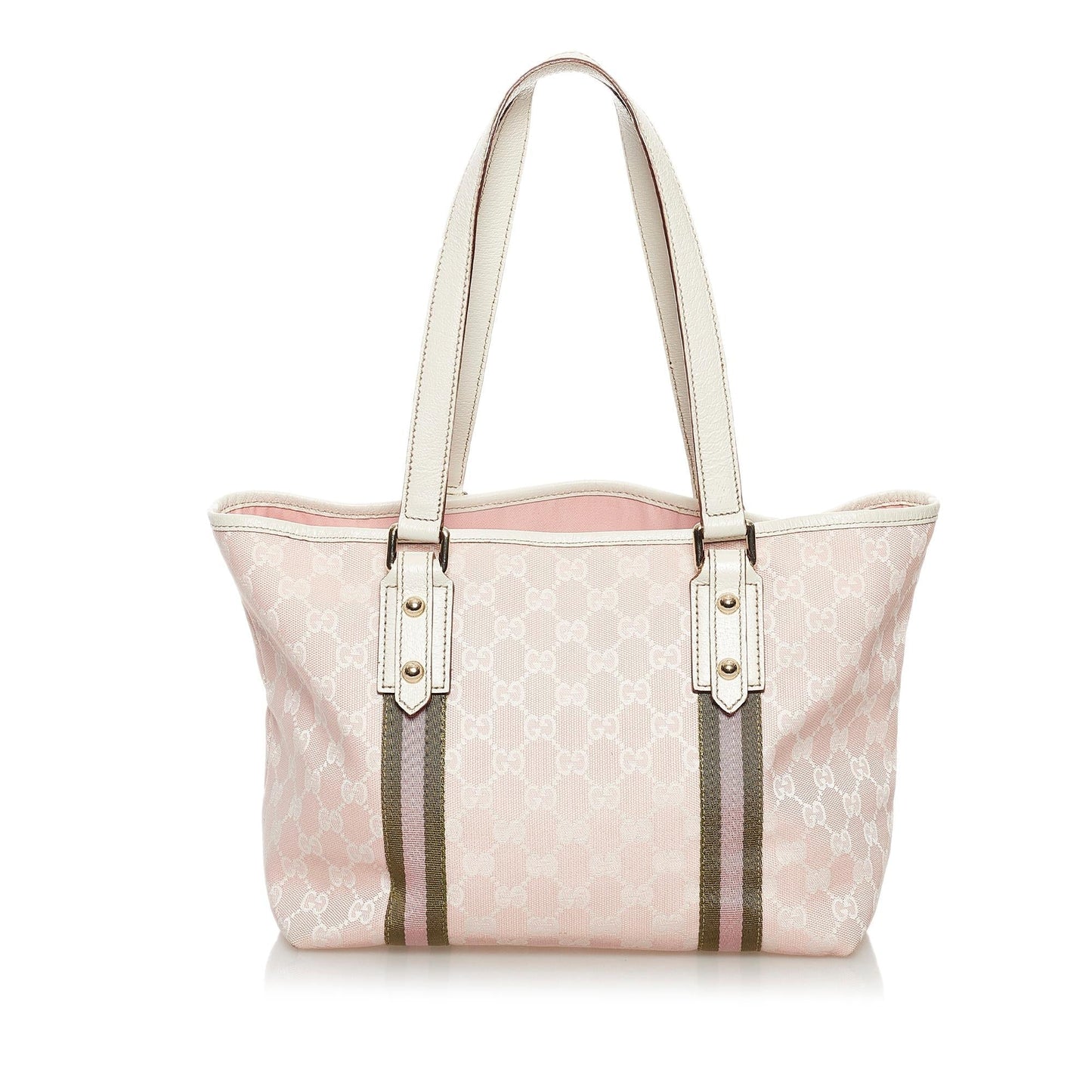 Gucci GG Jolicoeur SHG Canvas White Pink Tote Bag
