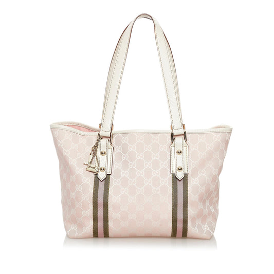 Gucci GG Jolicoeur SHG Canvas White Pink Tote Bag
