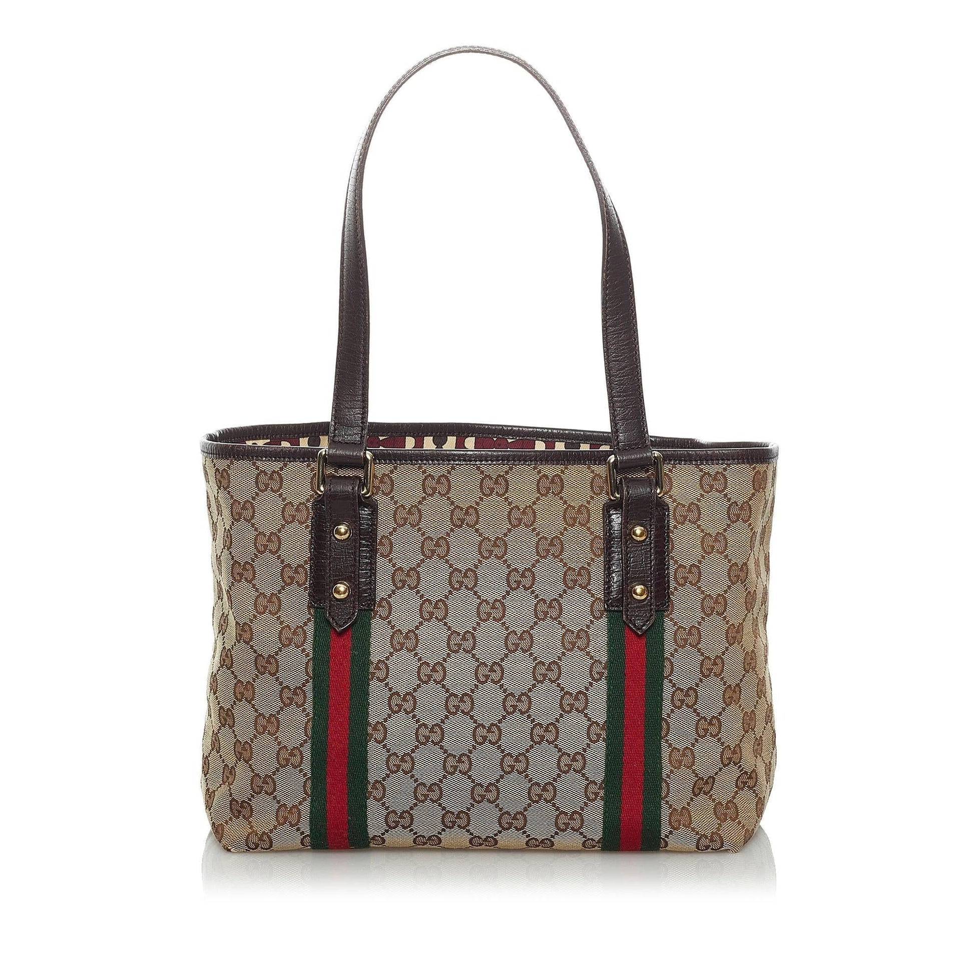 Gucci GG Jolicoeur SHG Canvas Brown Tote Bag Bag Shg