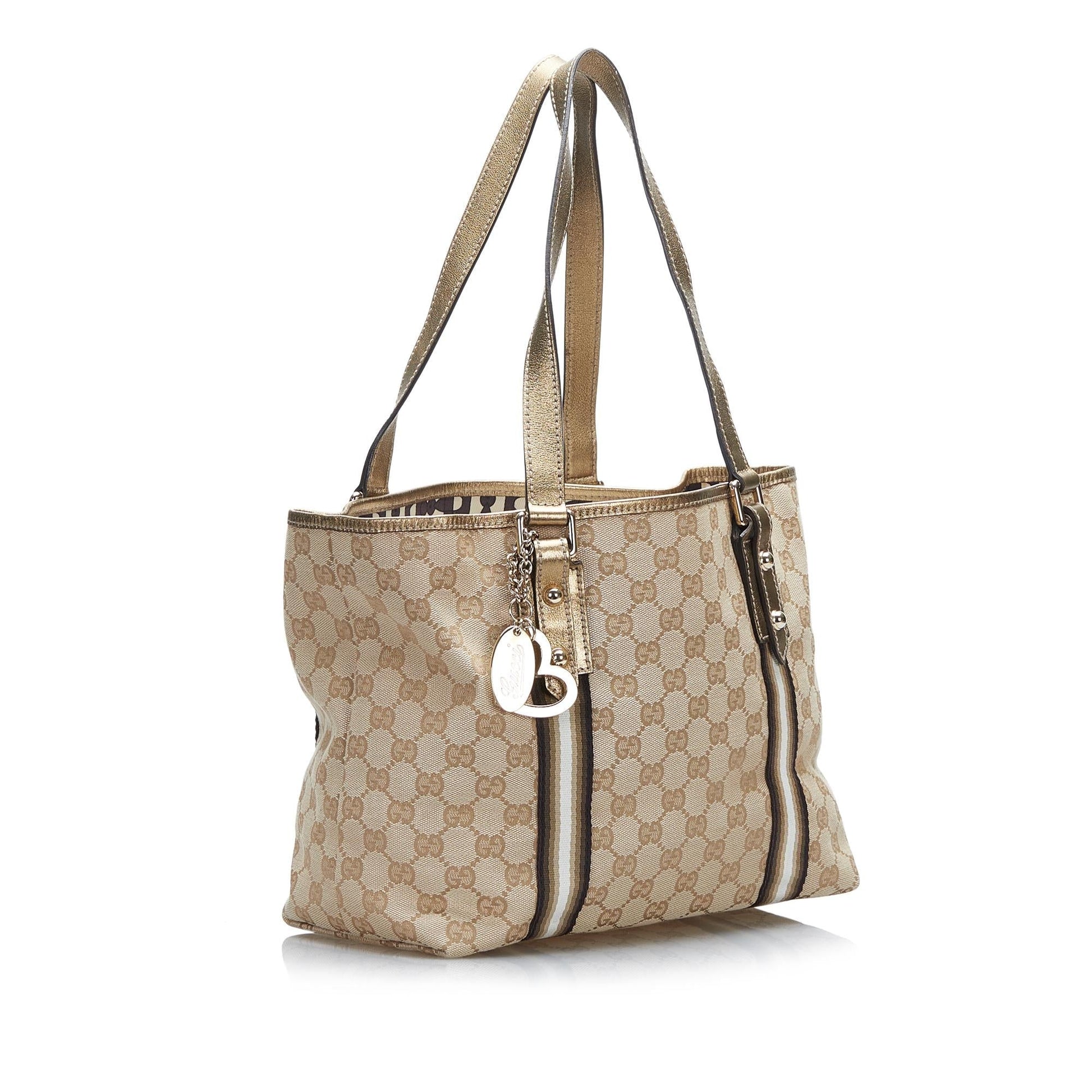 Gucci GG Jolicoeur SHG-lccp95 Canvas Brown Tote Bag