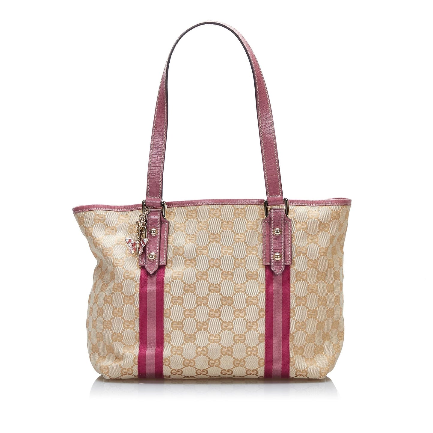 Gucci GG Jolicoeur SHG-3HjuR6 Canvas Calf Brown Pink Tote Bag