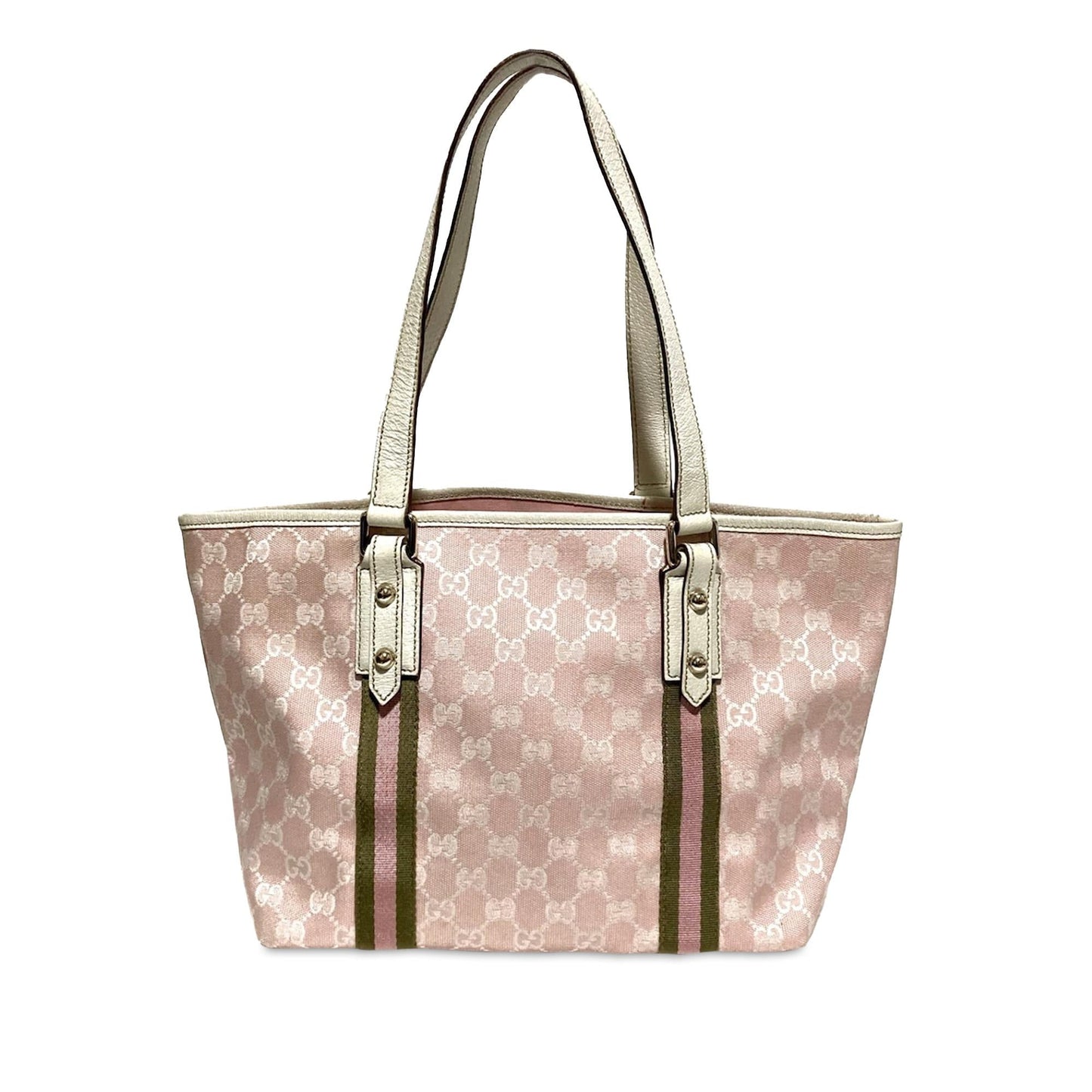 Gucci GG Jolicoeur SHG-CIx0WT Canvas Calf White Pink Tote Bag